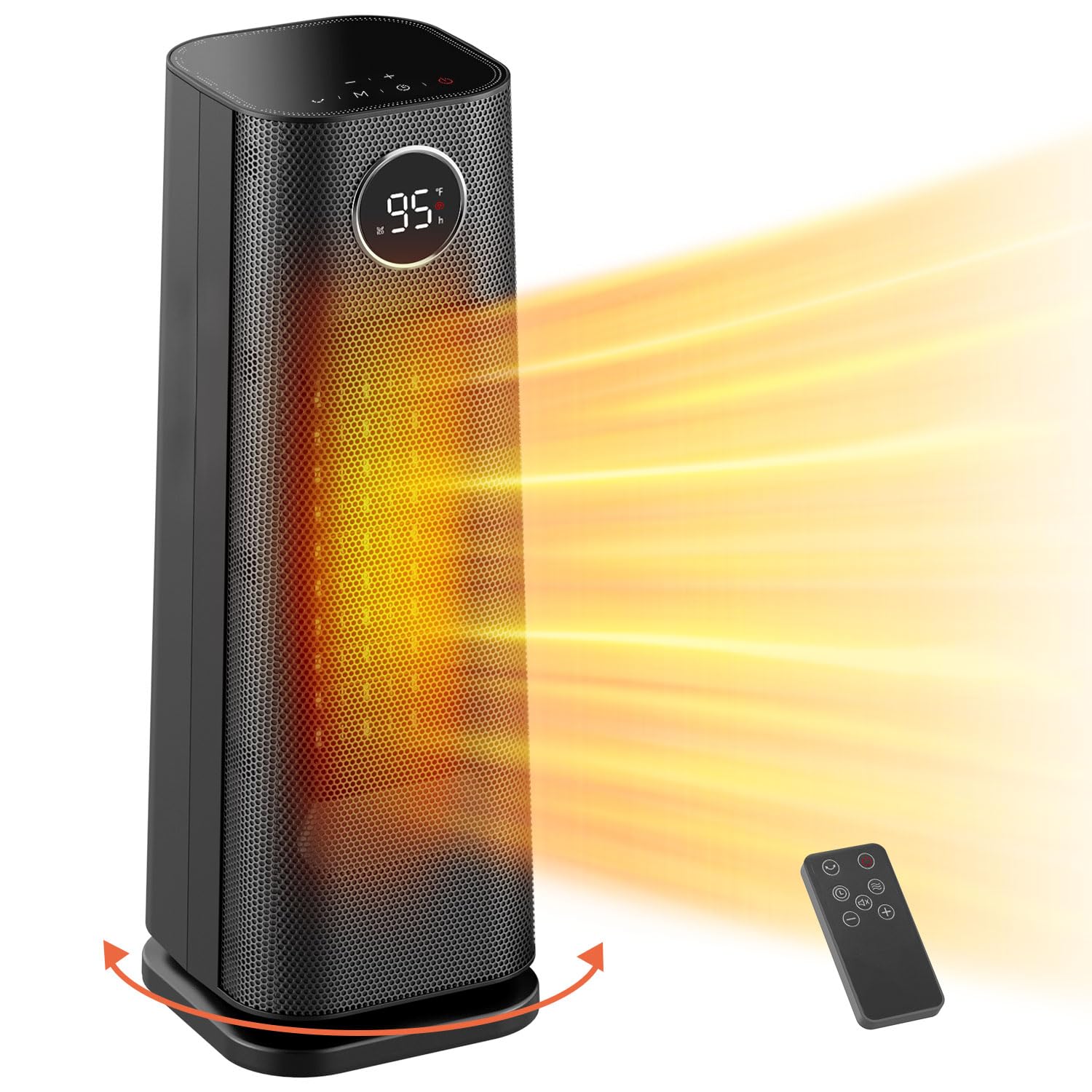 2023 Upgraded 1500W Fast Heating Ceramic Space Heater with Thermostat - 4 Modes, 24H Timer & 70° Oscillation - Portable Electric Heater for Office, Bedroom & Indoor Use - Remote Control Included for Convenient Home & Workspace Heating