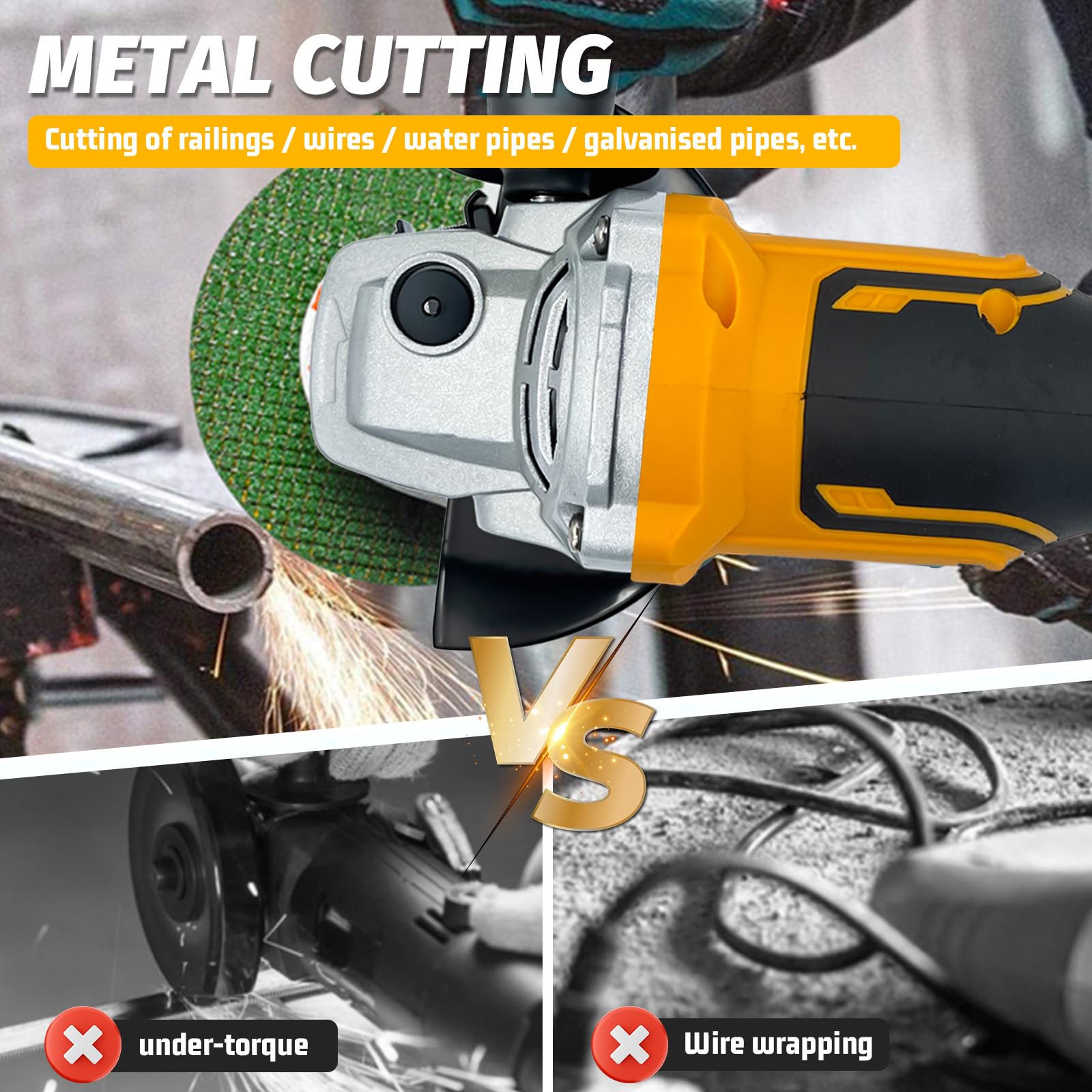 DEWALT 20V Battery Angle Grinder - 11000 RPM Brushless Motor, 3 Speed Settings, 4-1/2