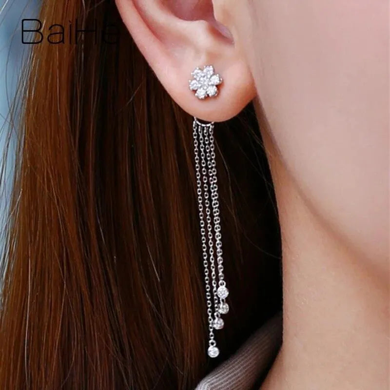 18K White Gold 0.98ct Natural Diamond Flower Stud Earrings for Women - H/SI Quality, Elegant Engagement Jewelry, Perfect for Weddings, Anniversaries & Special Occasions