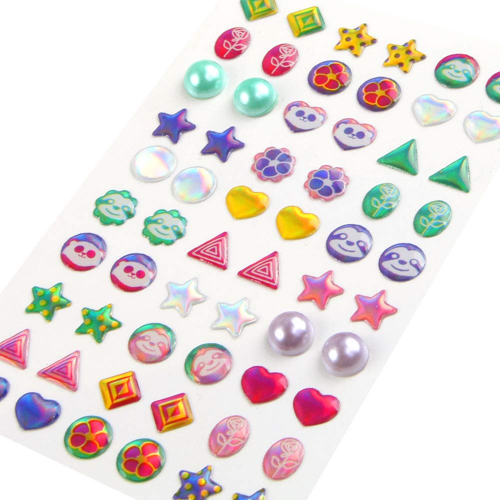 AUGSUN 240-Piece 3D Gem Sticker Earrings for Girls - Self-Adhesive Glitter Crystal Stickers for DIY Crafts, Jewelry Making & Nail Art Decoration | Perfect for Parties, Gifts & Fashion Accessories