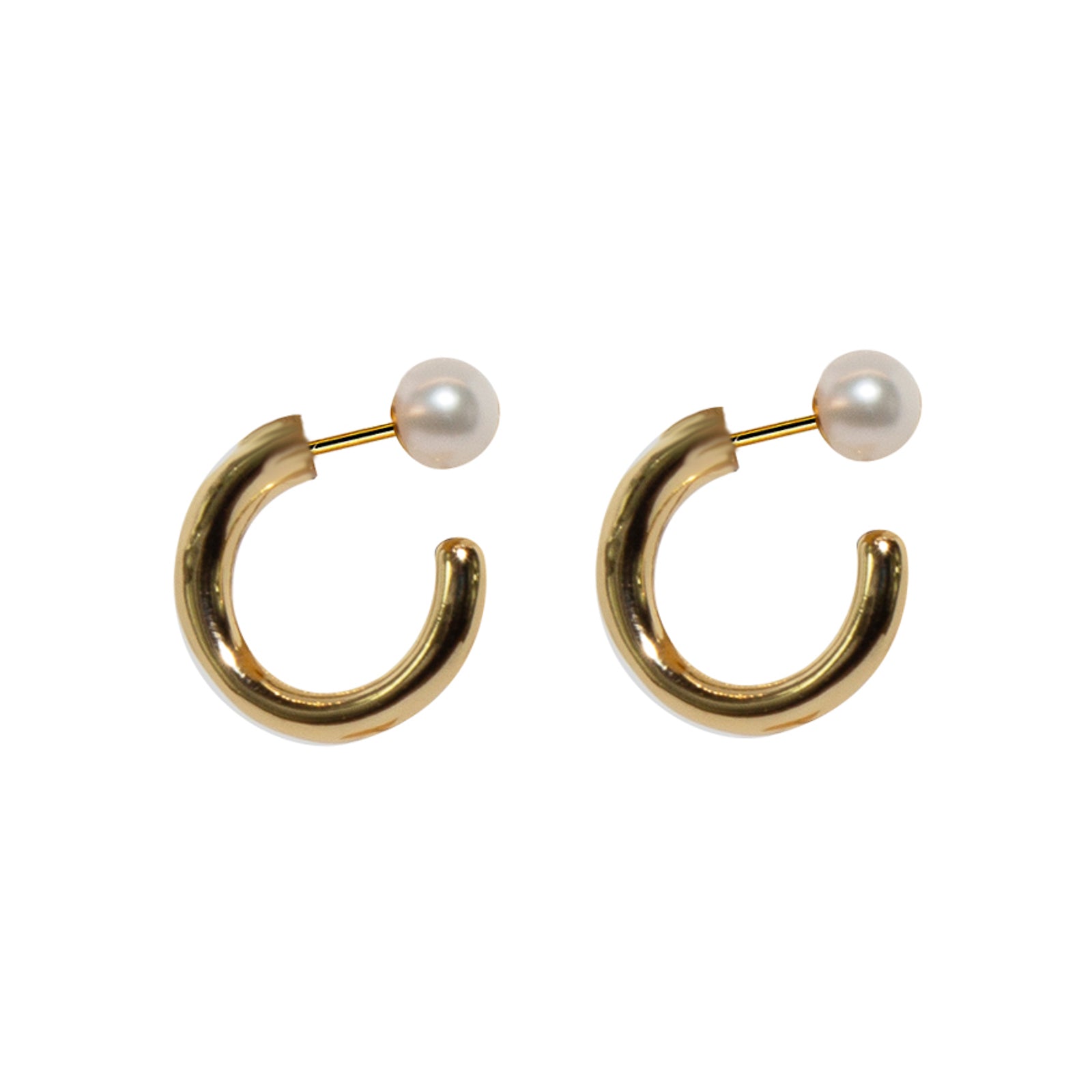 Elegant Gilded Arc Pearl Earrings for Women – 18K Gold Plated Dangle Earrings for Wedding, Party & Special Occasions