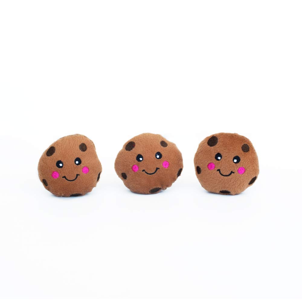 ZippyPaws Burrows Replacement Miniz Cookies 3-Pack - Squeaky Plush Refills for Interactive Hide & Seek Dog Toys - Puppy Enrichment Toys for Small & Medium Dogs - Perfect for Boredom Relief & Training Sessions