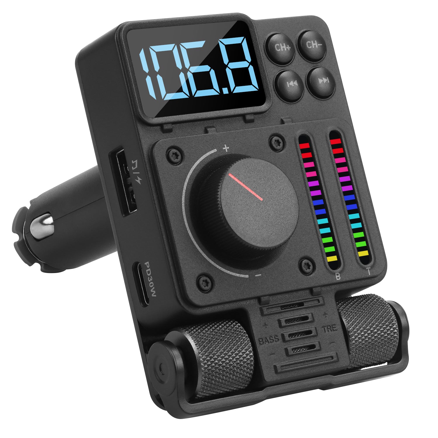 Refurbished August CR235 FM Transmitter with Bluetooth, Hands-Free Calling, USB MP3 Player & Charging Port - Perfect for Car Audio Streaming & Phone Charging on the Go