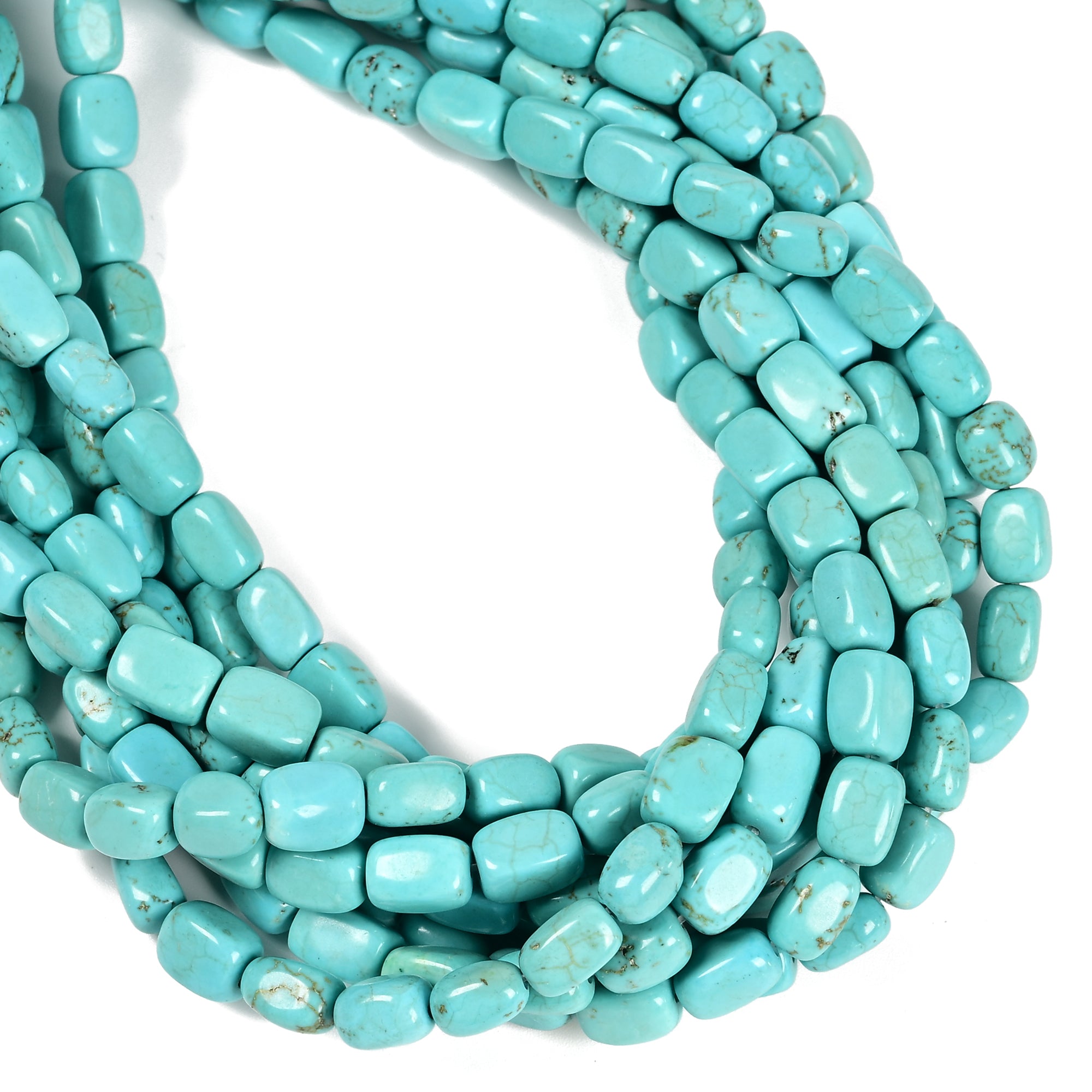 Blue Turquoise Irregular Rectangle Cube Beads 6x9mm - 15.5 Inch Strand for Jewelry Making, DIY Crafts, and Bracelet Designs
