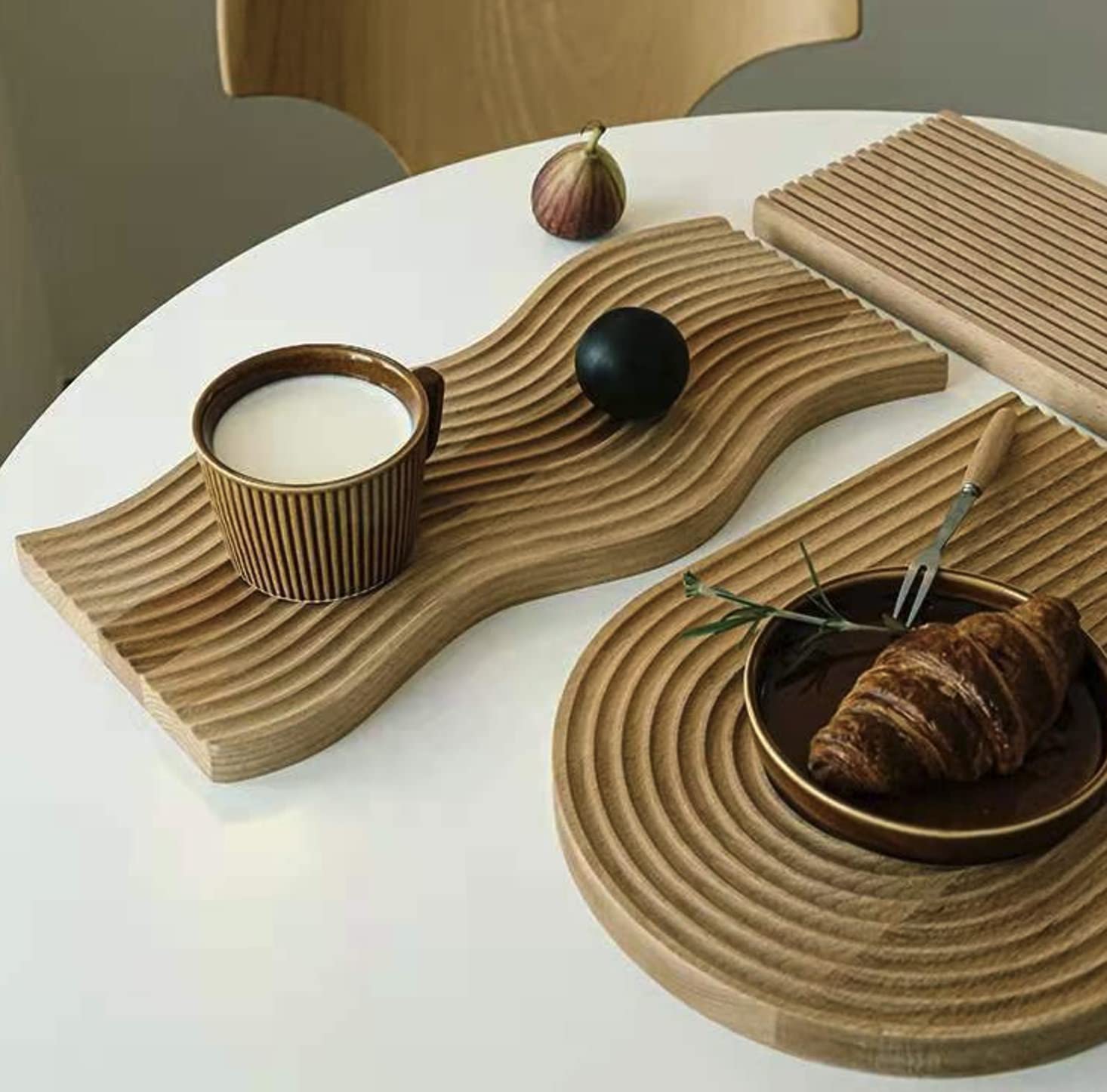 Handcrafted Wood Serving Tray - Multi-Purpose Charcuterie Board, Cheese Platter & Snack Tray with Unique Arch and Wave Designs | Perfect for Entertaining, Wedding Gifts & Kitchen Serving