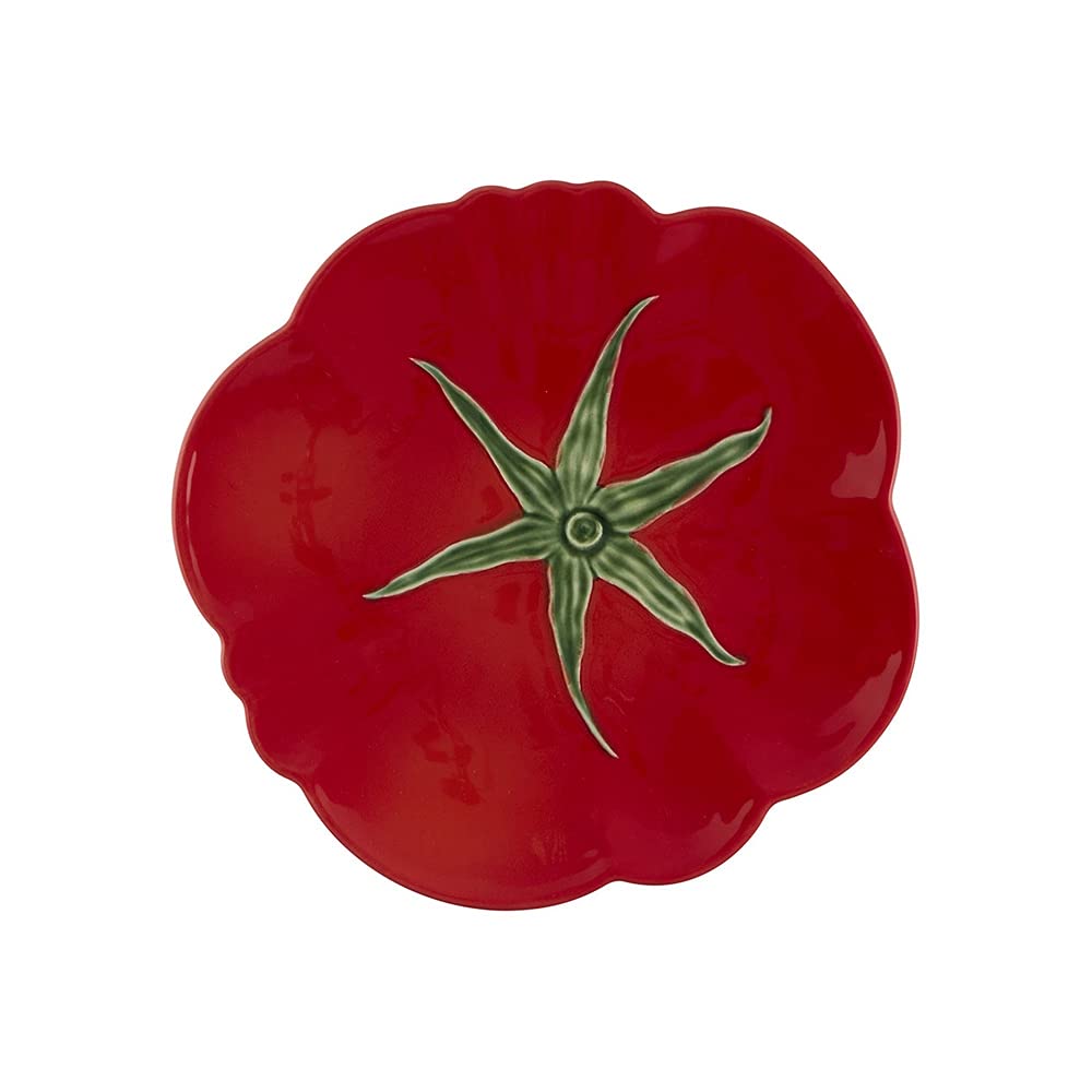 Bordallo Pinheiro Tomato Design Ceramic Dinner Plates Set of 4 - Elegant Tableware for Italian Kitchen, Restaurant & Home Dining Decor