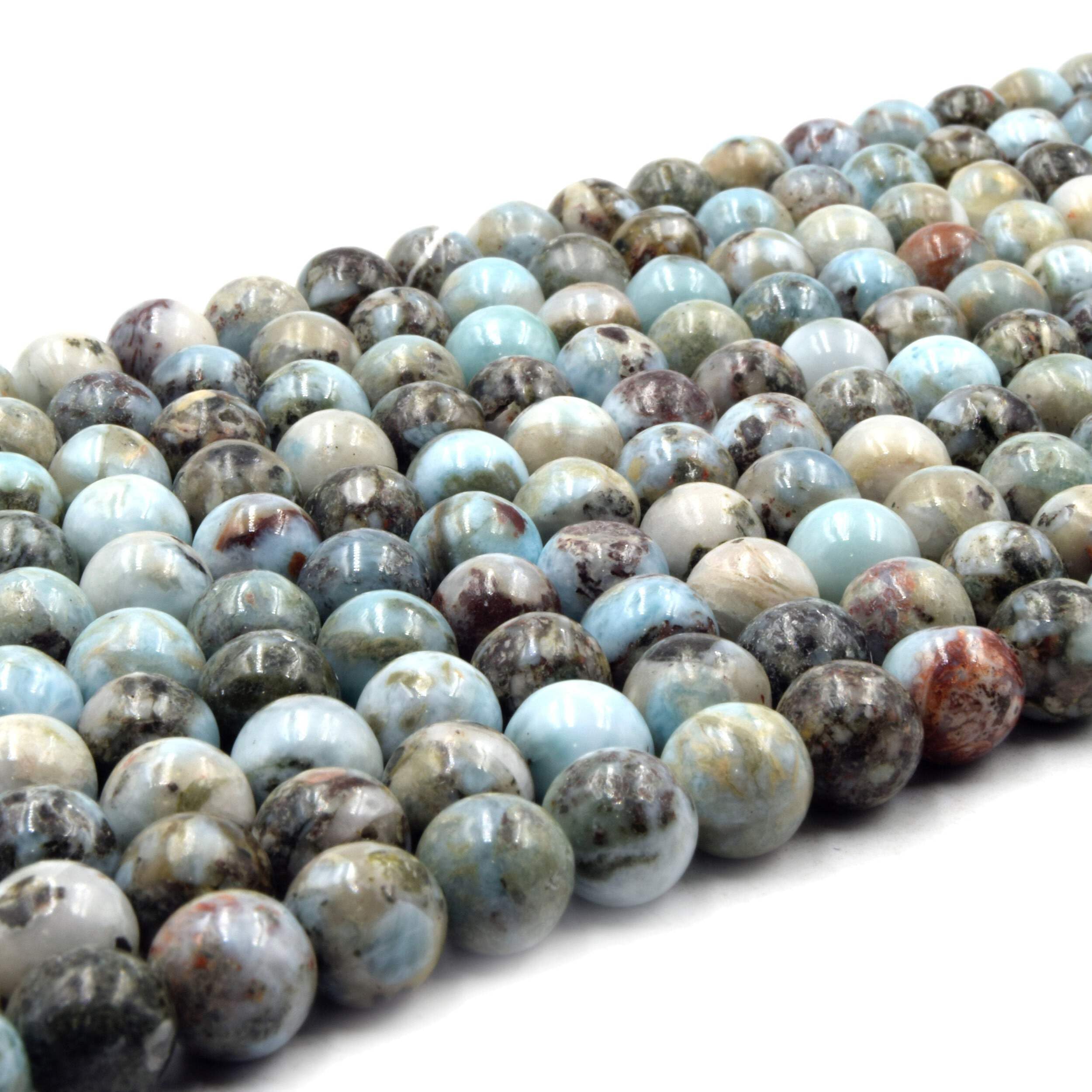 Natural Larimar Beads for Jewelry Making - Smooth Round Beads 6mm 8mm 10mm - DIY Bracelet, Necklace & Earrings - Healing Stone for Stress Relief & Positive Energy