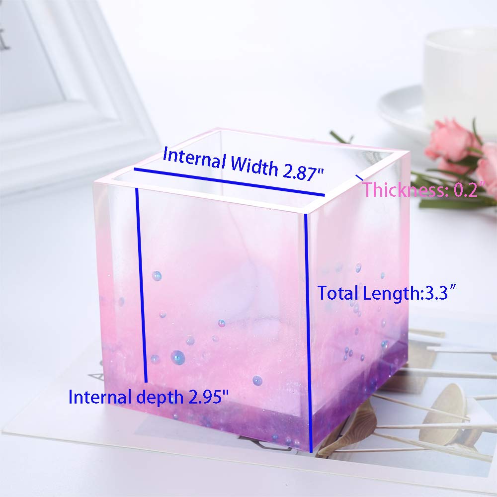 Large Square Resin Planter Molds - DIY Cube Silicone Molds for Flower Pots, Pen Holders & Home Decor - Perfect for Crafting, Wedding Centerpieces & Office Organization