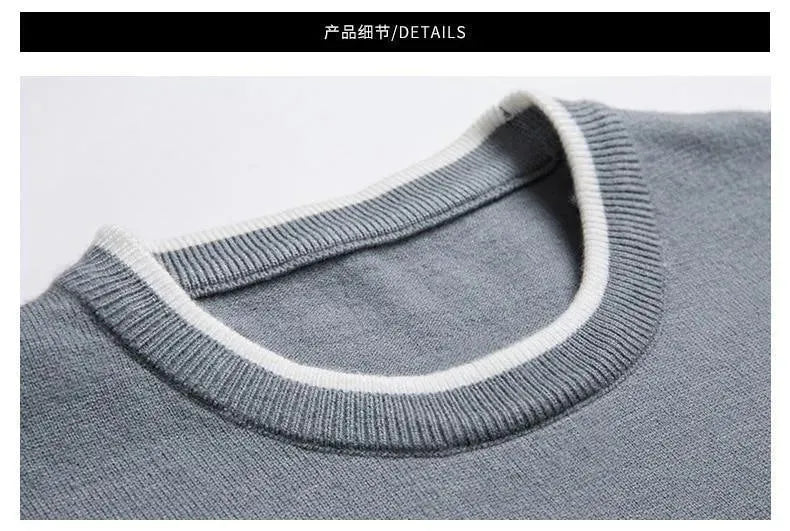 Premium Men's Signature Crew Neck Sweater - Soft Cotton Knit Pullover for Casual Wear & Winter Layering