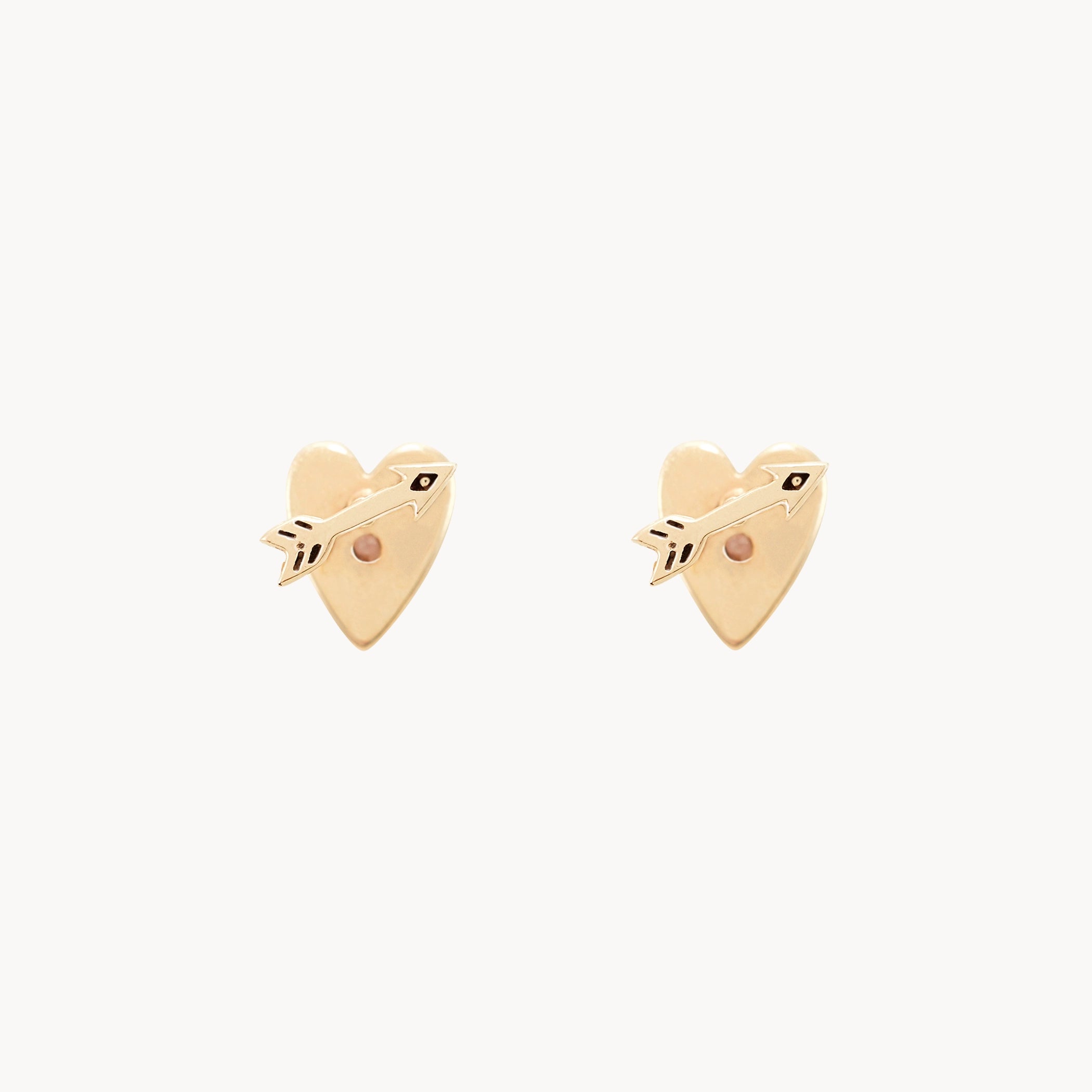 14K Yellow Gold Heart and Arrow Reversible Flat Back Earrings with Pink Sapphire - Perfect for Valentine's Day, Anniversary Gifts & Everyday Elegance