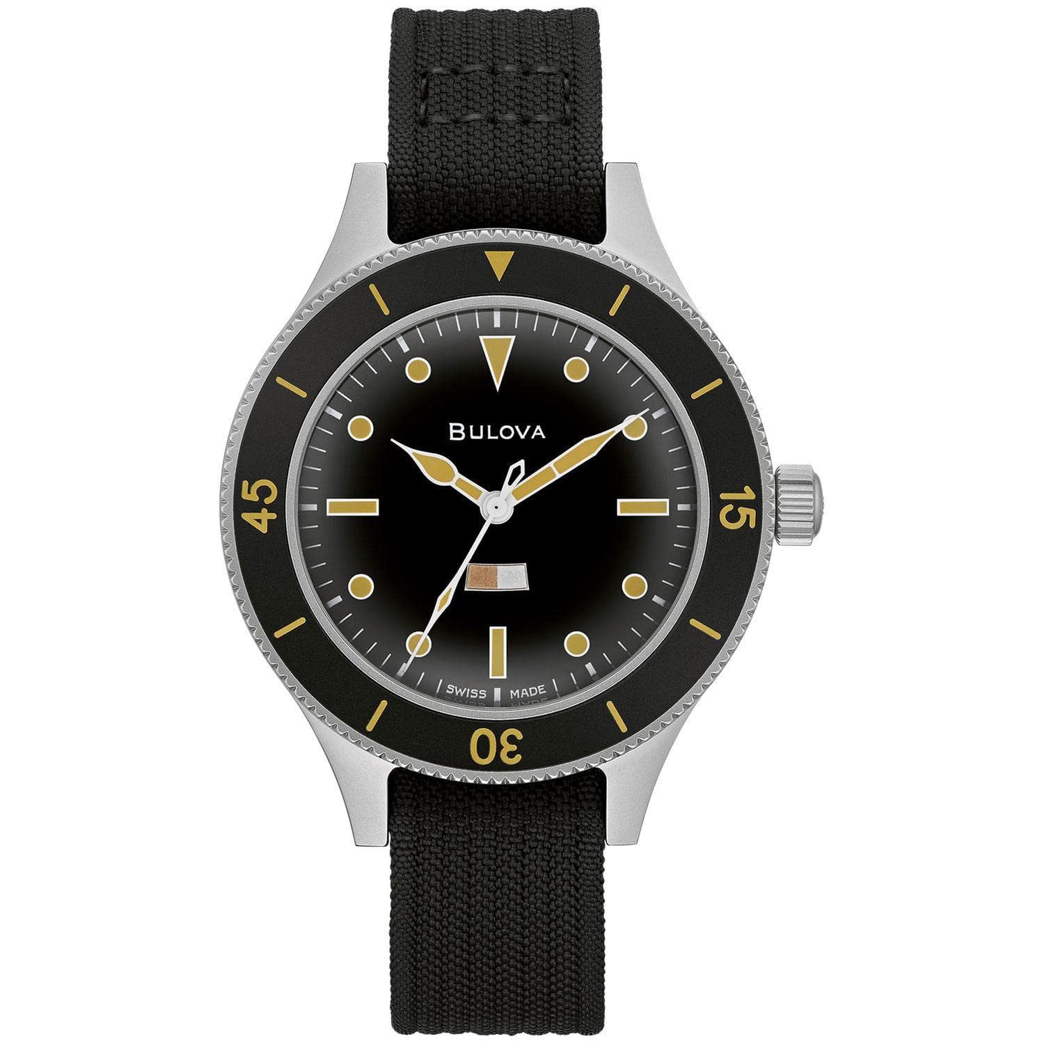 Bulova Men's Mil-Ships Archive Limited Edition Automatic Watch - Black NATO Strap 98A265 | Military-Inspired Timepiece for Diving, Casual Wear & Collectors