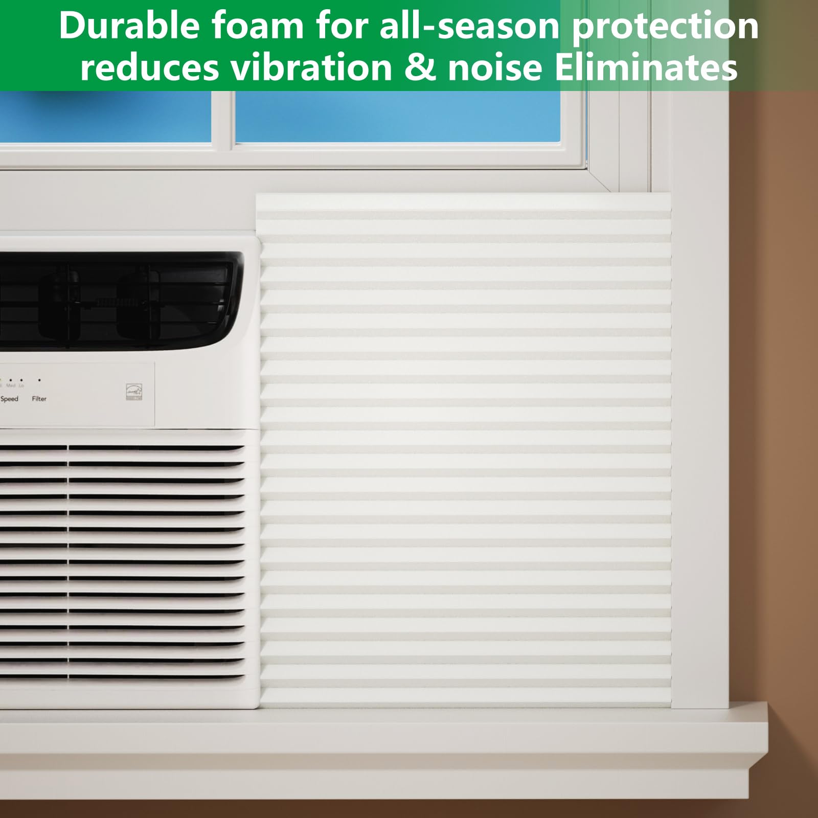 Energy Efficient Window Air Conditioner Side Insulated Panel Kit - 2PC Full Surround Insulation Panels for Summer & Winter - White Foam Draft Stopper & Heat Insulator for Home & Office Windows - Perfect for Energy Savings & Temperature Control