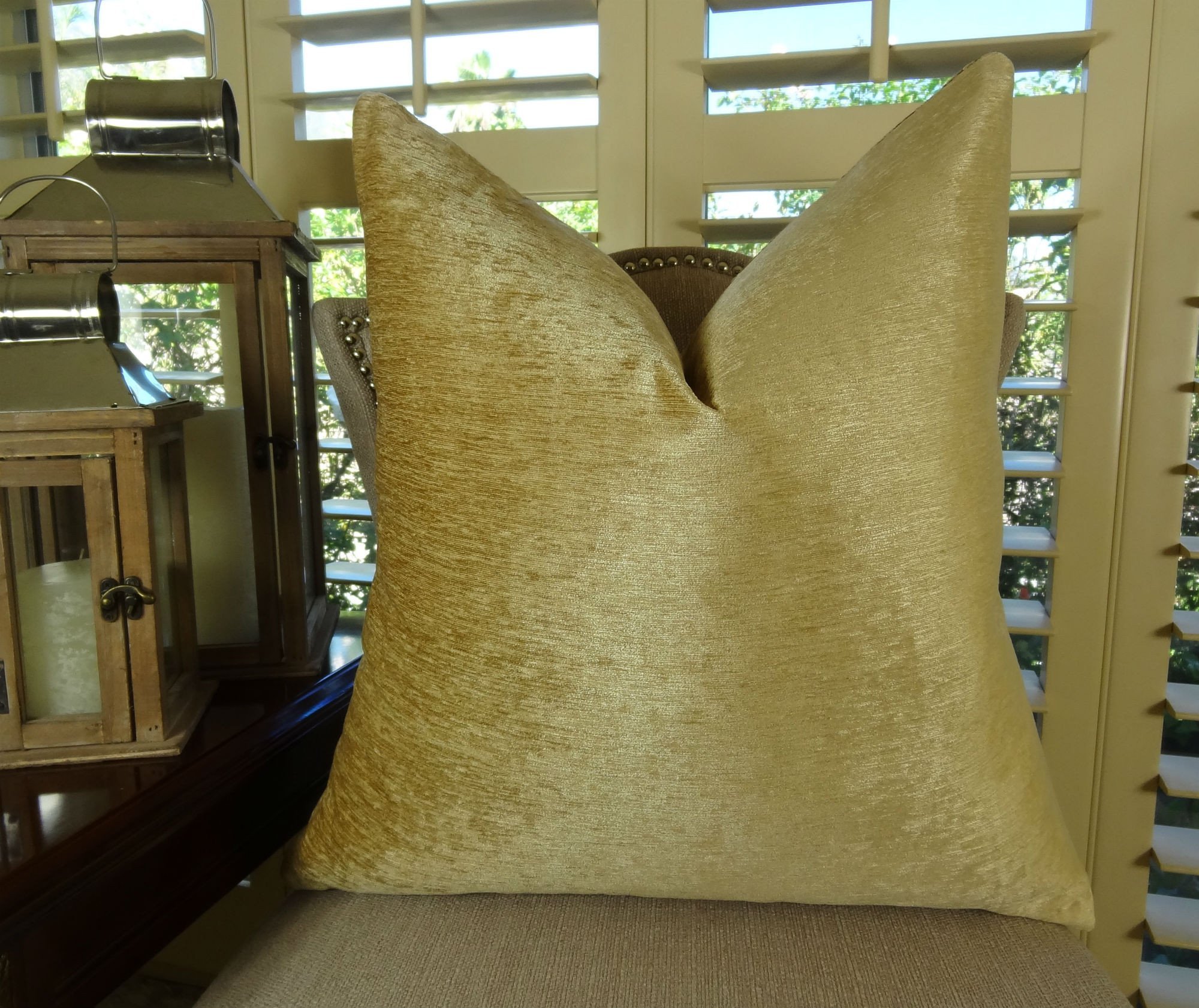 Modern Geometric Throw Pillow - Tan Ivory Graphic Maze Design - Handmade in USA - Decorative Couch & Sofa Pillow for Living Room, Bedroom, or Office Decor