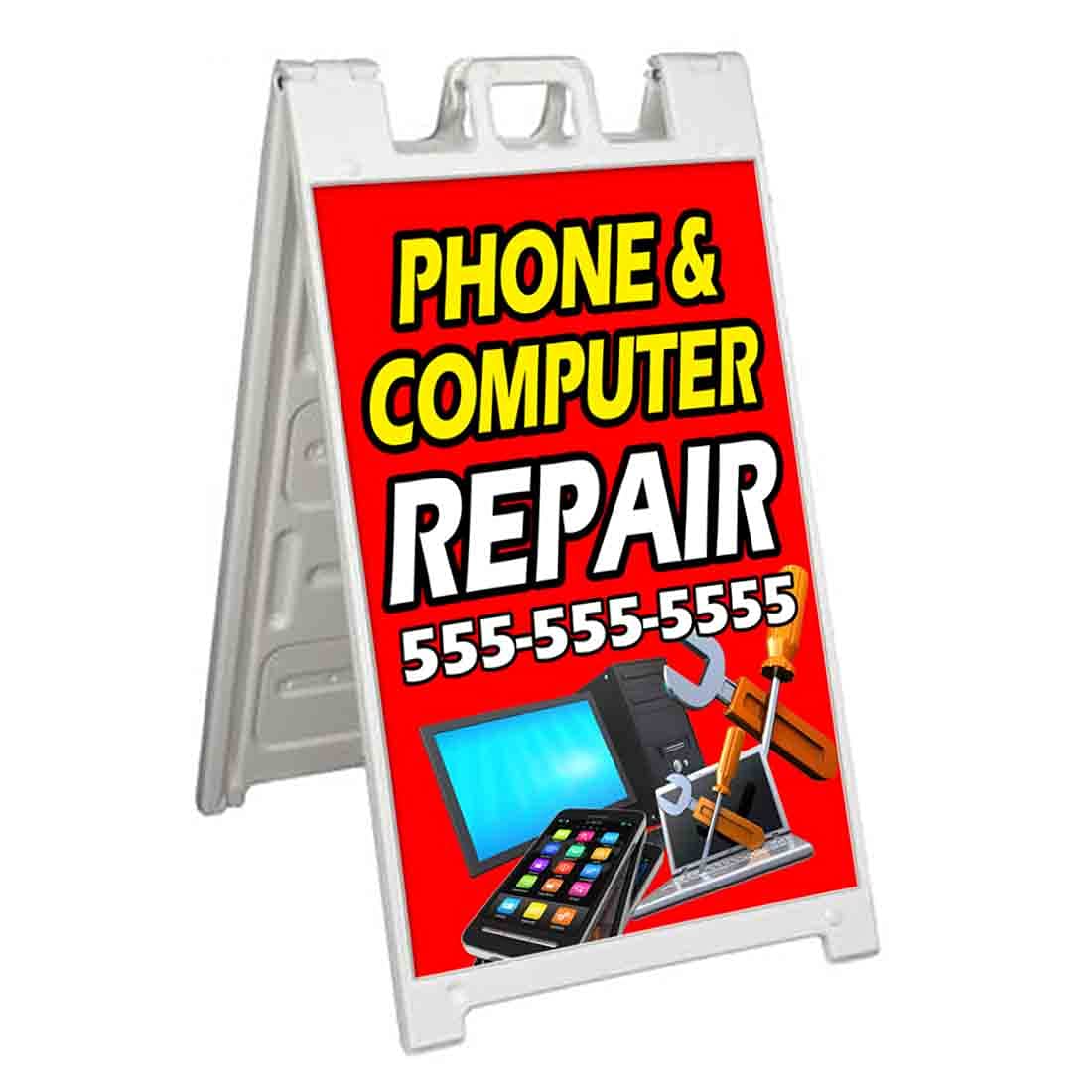 24x36 Inch A-Frame Signicade for Phone & Computer Repair Shop - Durable Advertising Stand with Applied Decal | Perfect for Storefronts, Sidewalk Promotions & Business Visibility