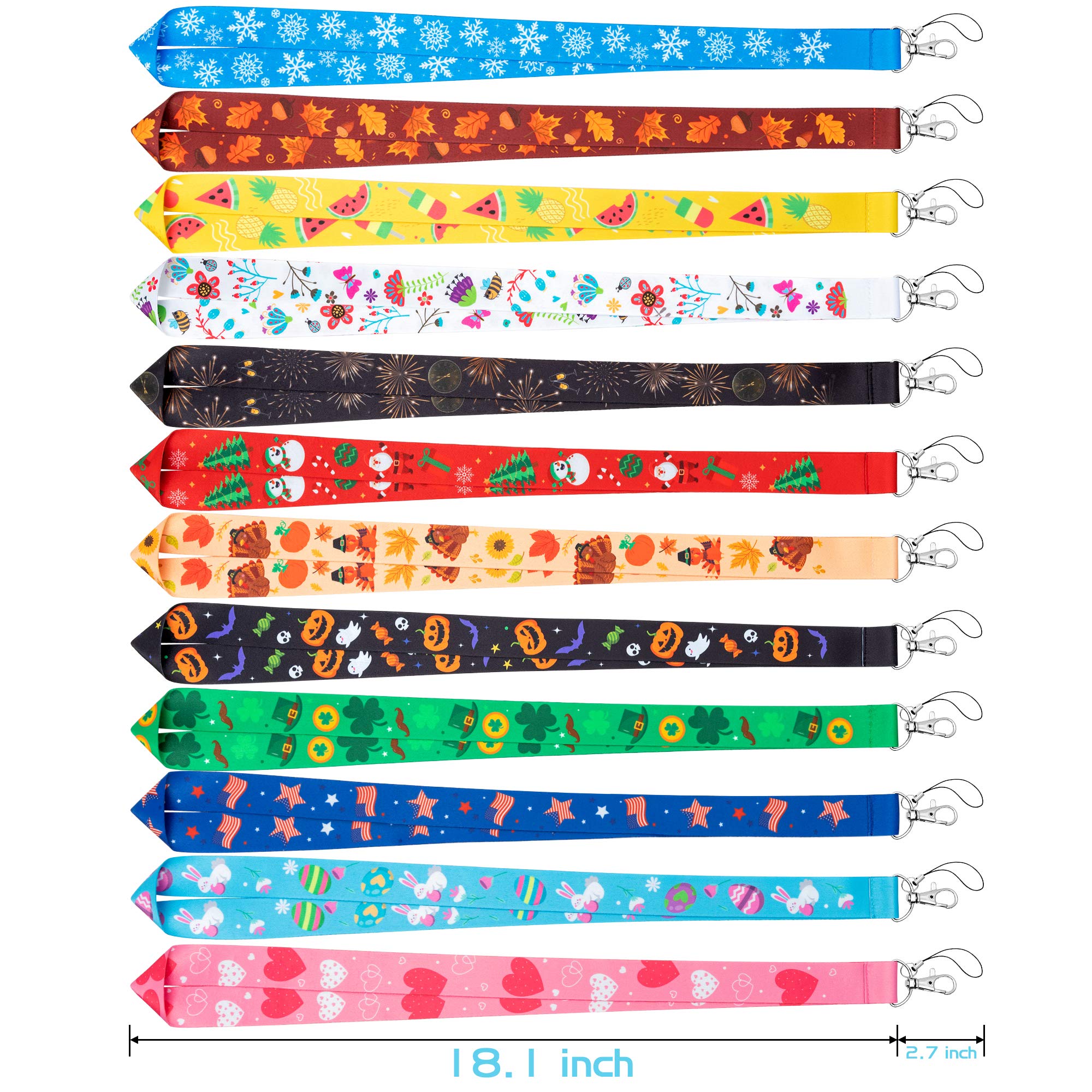 12Pcs Holiday Lanyards with Swivel Hook - Teacher ID Badge Holders for Office & Events