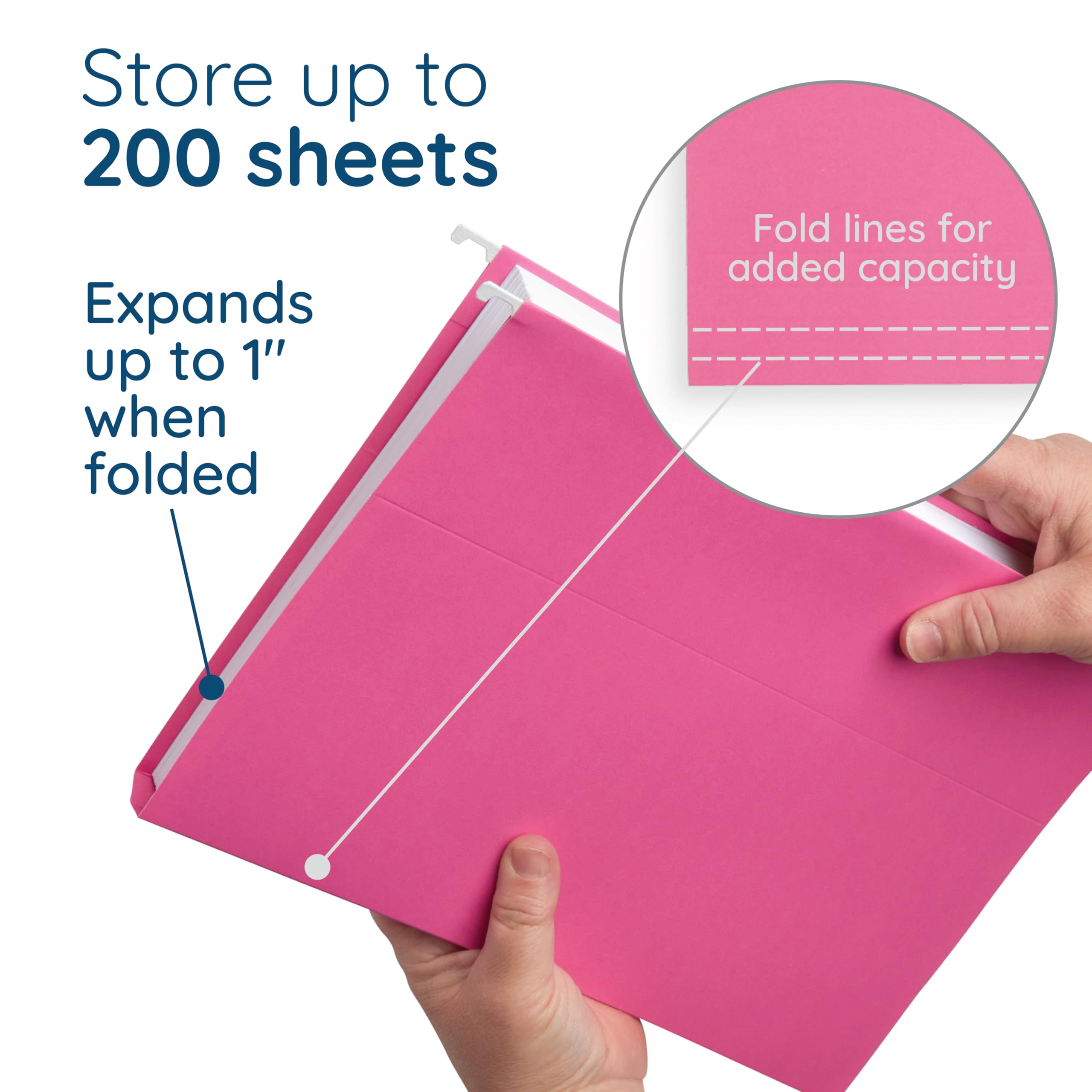 Blue Summit Supplies 25 Pink Hanging File Folders Letter Size - Reinforced Office File Folders for Home & Office Organization | Color-Coded Filing System for Documents, Bills & Records