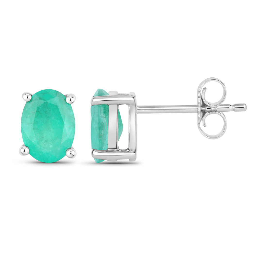 Genuine Zambian Emerald 10K Gold Oval Stud Earrings for Women - Perfect for Weddings, Parties & Everyday Elegance