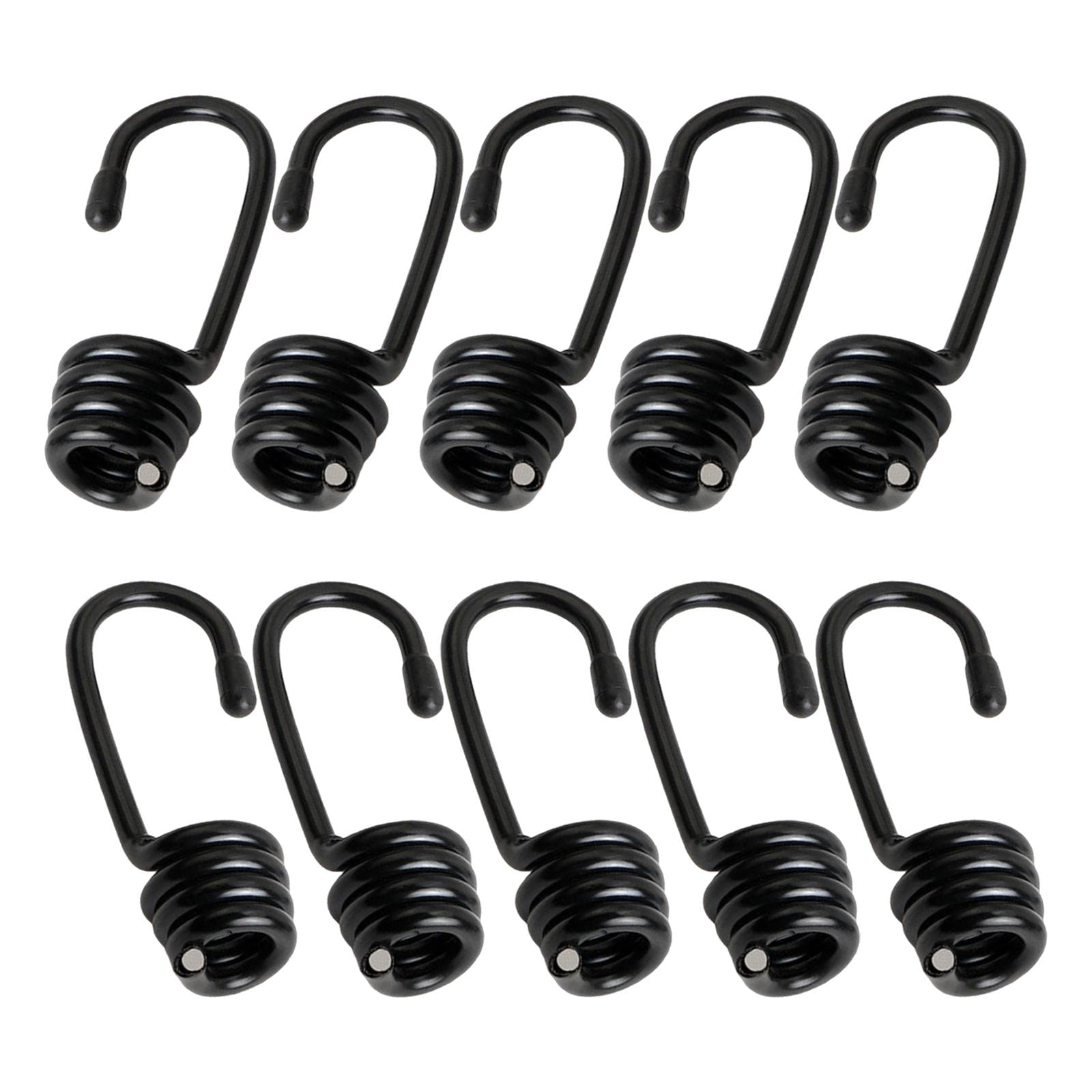 10 Pack Heavy Duty Quick Connect Metal Clips - Black Rope Terminal Ends & Shock Cord Hooks for Kayak, Boat, Marine, Camping & Outdoor Gear Accessories