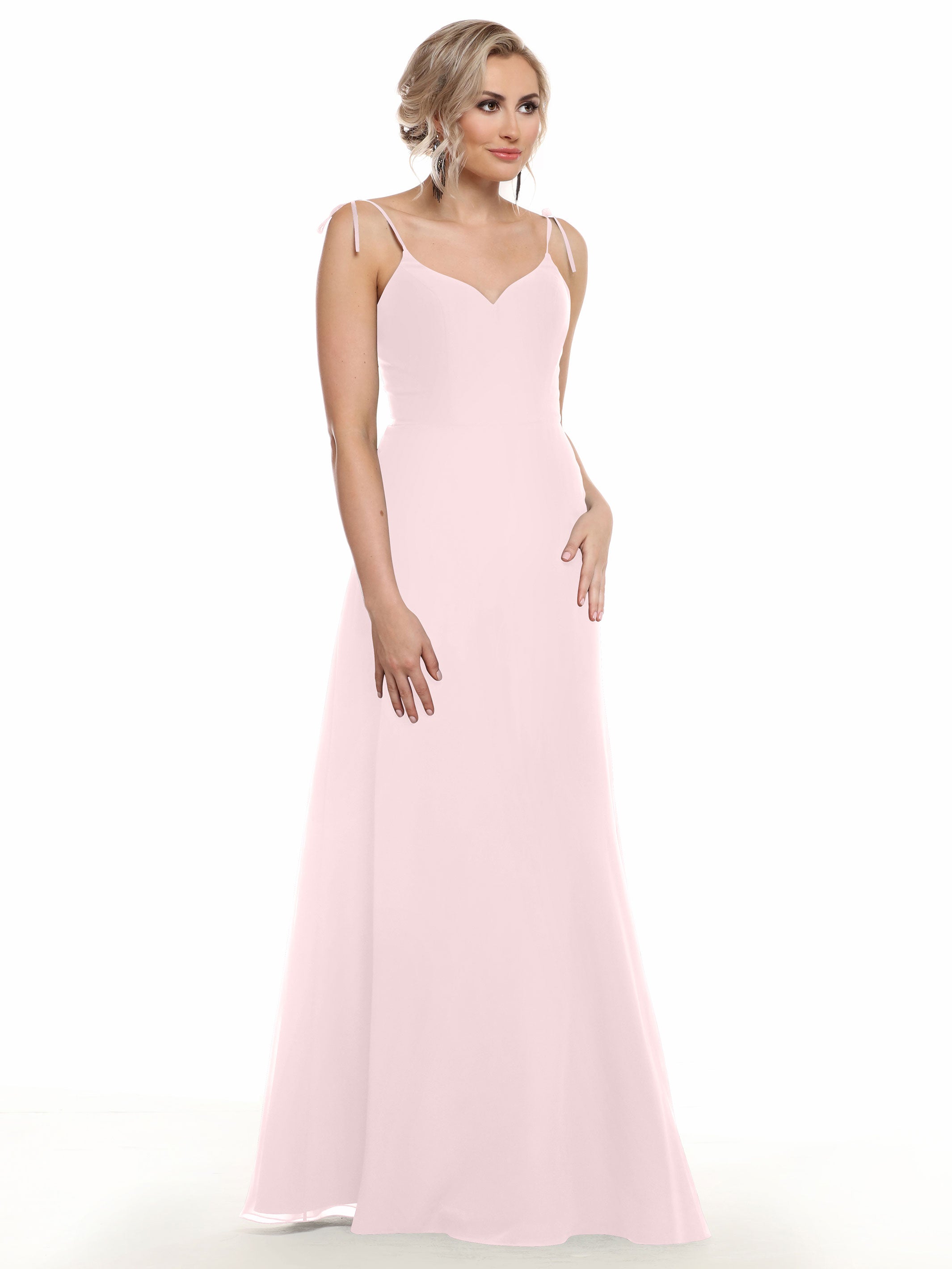 Elegant 80144 Chiffon A-Line Bridesmaid Dress with V-Neck & Spaghetti Straps - Perfect for Weddings, Formal Events & Special Occasions