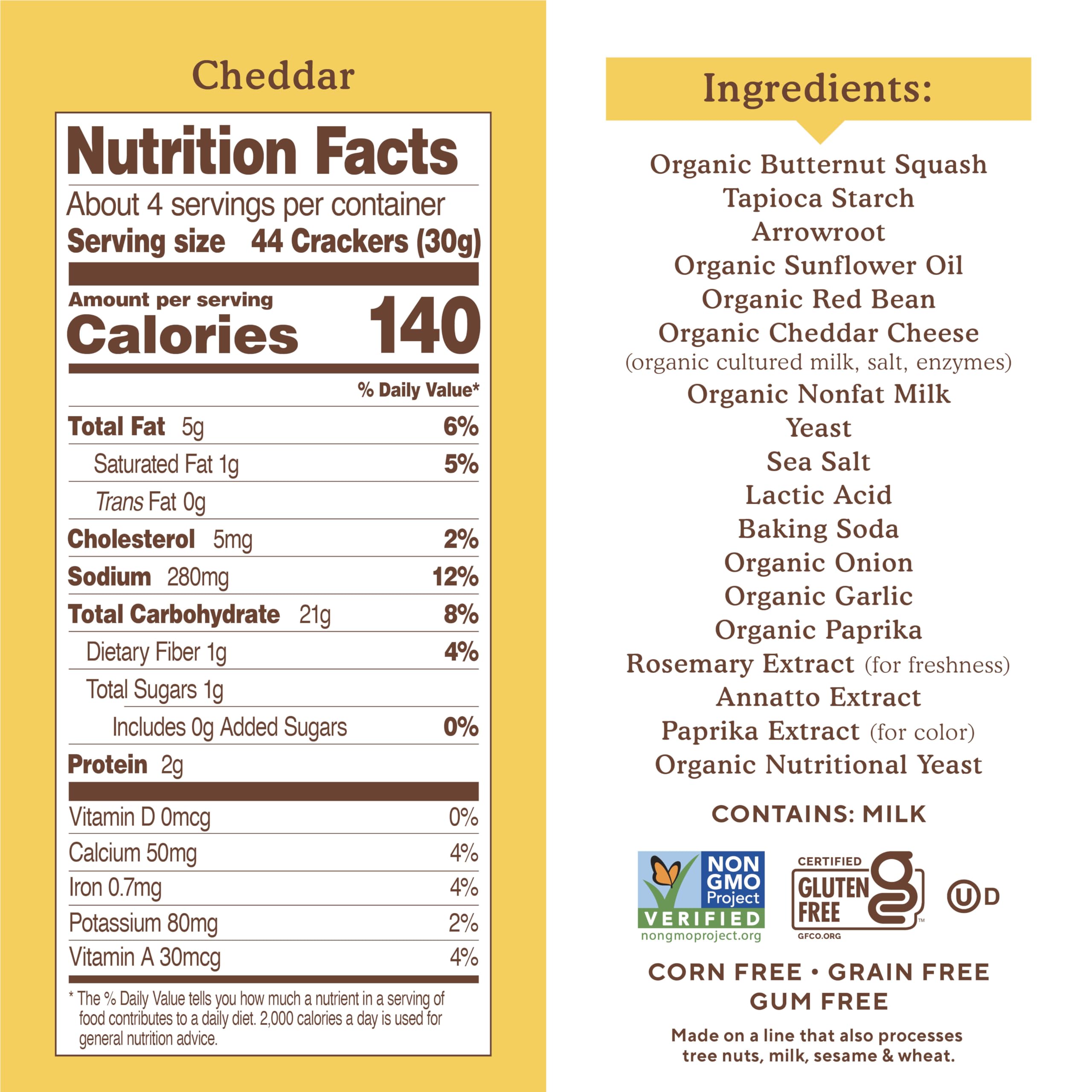 Simple Mills Gluten Free Cheddar Baked Snack Crackers - 4 Ounce (Pack of 3) | Healthy Snacks for Kids Lunch Box, Office Break, and Party Platters