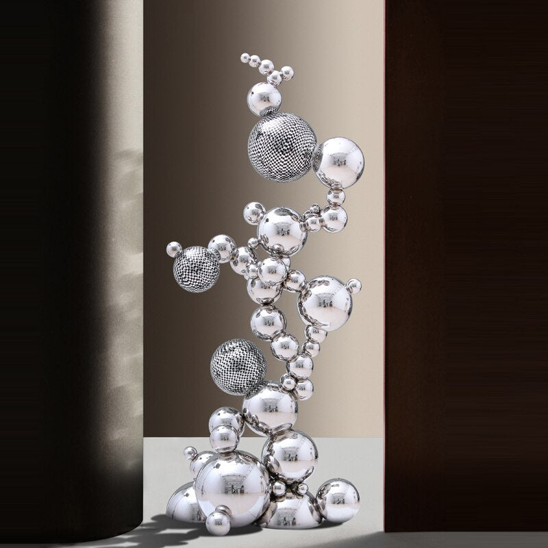 Abstract Jumbled Balls Stainless Steel Home Decor - Modern Sculpture for Living Room, Office & Garden Decoration