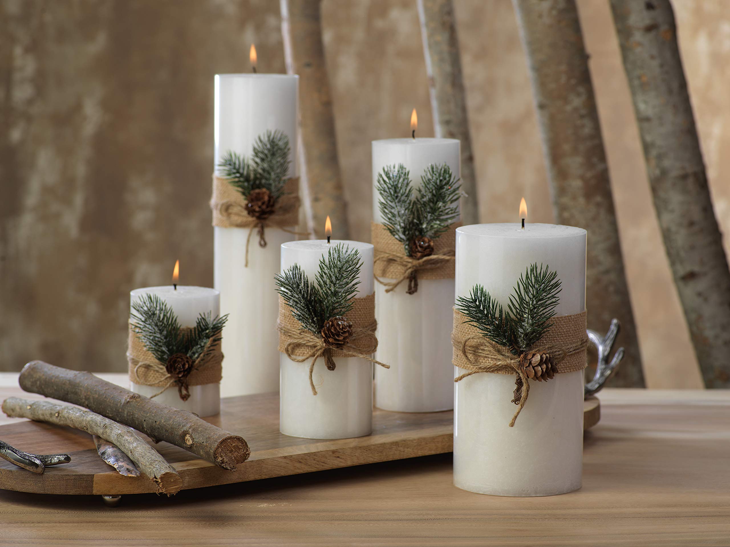 Zodax Siberian Fir Scented Pillar Candles - Set of 4, 3