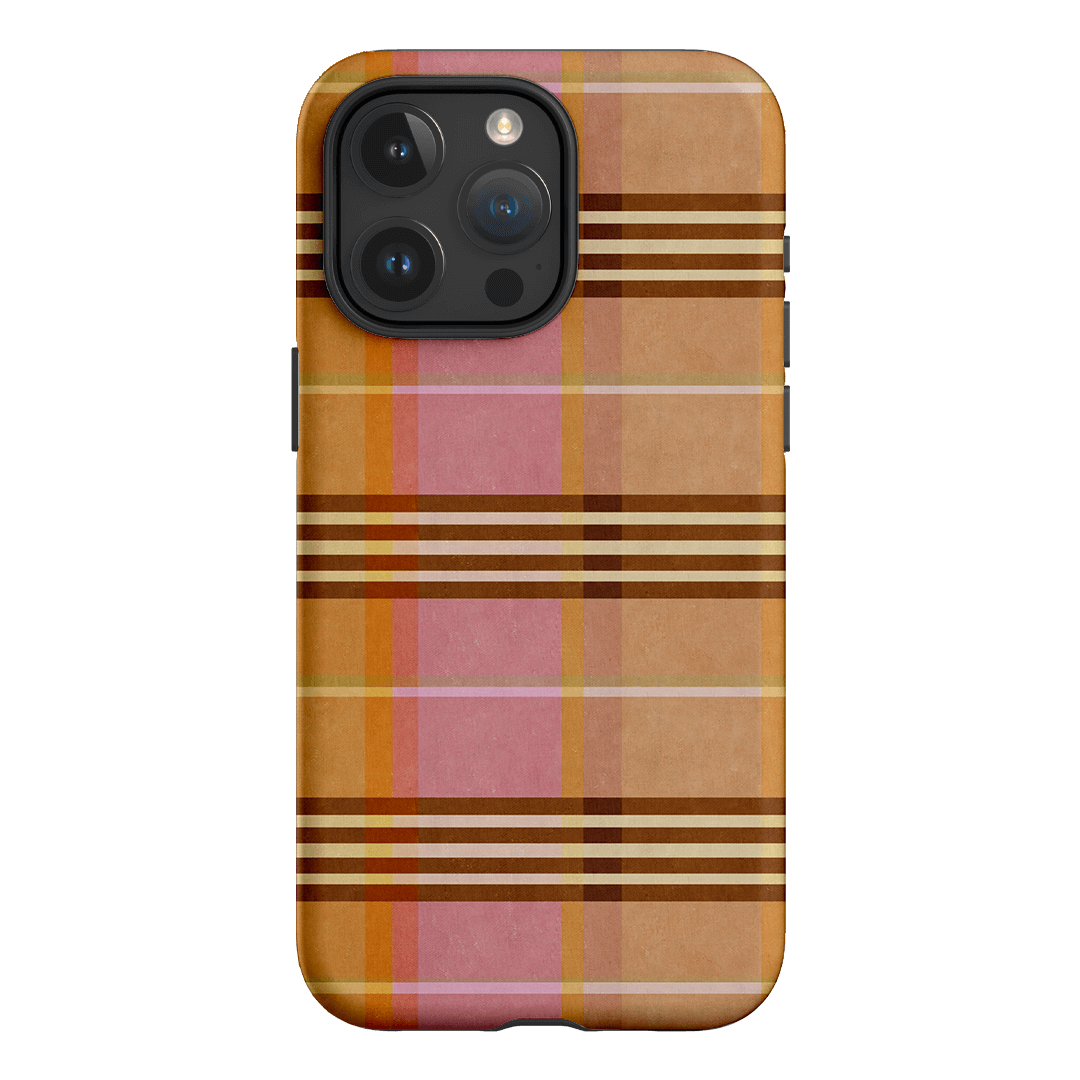 Peachy Plaid Phone Case for iPhone 15/14/13/12/11 Pro Max - Cute Tartan Pattern Protective Cover with Shockproof Design - Perfect for Everyday Use, Travel & Fashion Accessories