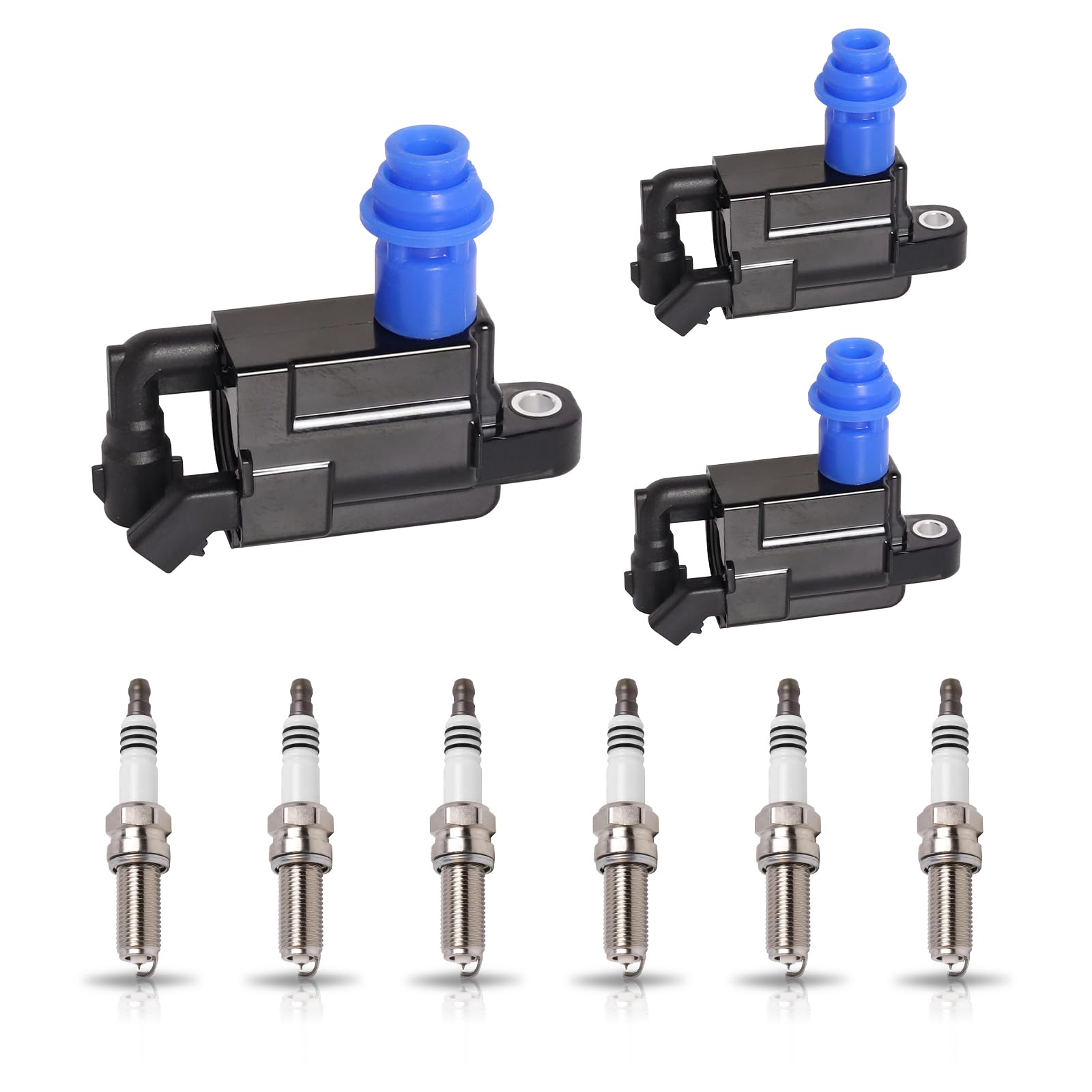 ENA Set of 3 Ignition Coils with 6 Platinum Spark Plugs - Compatible with Toyota Lexus 2001-2005 IS300, 1998-2005 GS300, 1998-2000 SC300, 1998 Supra 3.0L - Replacement for UF228 9091902216 4503 - Improve Engine Performance & Fuel Efficiency for Smooth Driving