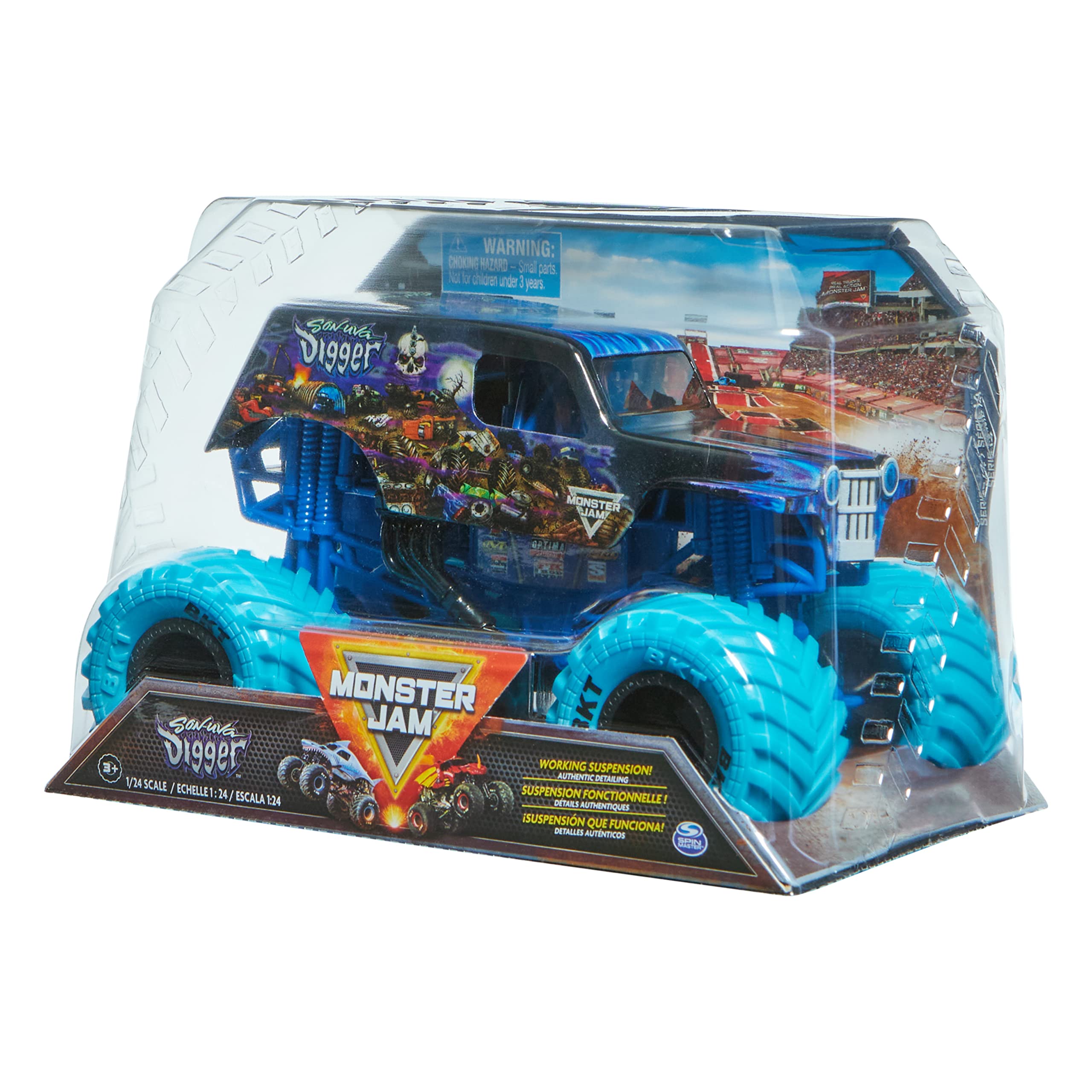 Monster Jam Official Son-uva Digger 1:24 Scale Die-Cast Monster Truck - Collector's Edition Toy for Boys & Girls Ages 3+ | Birthday Gift, Playroom Decor, Racing Game Accessory