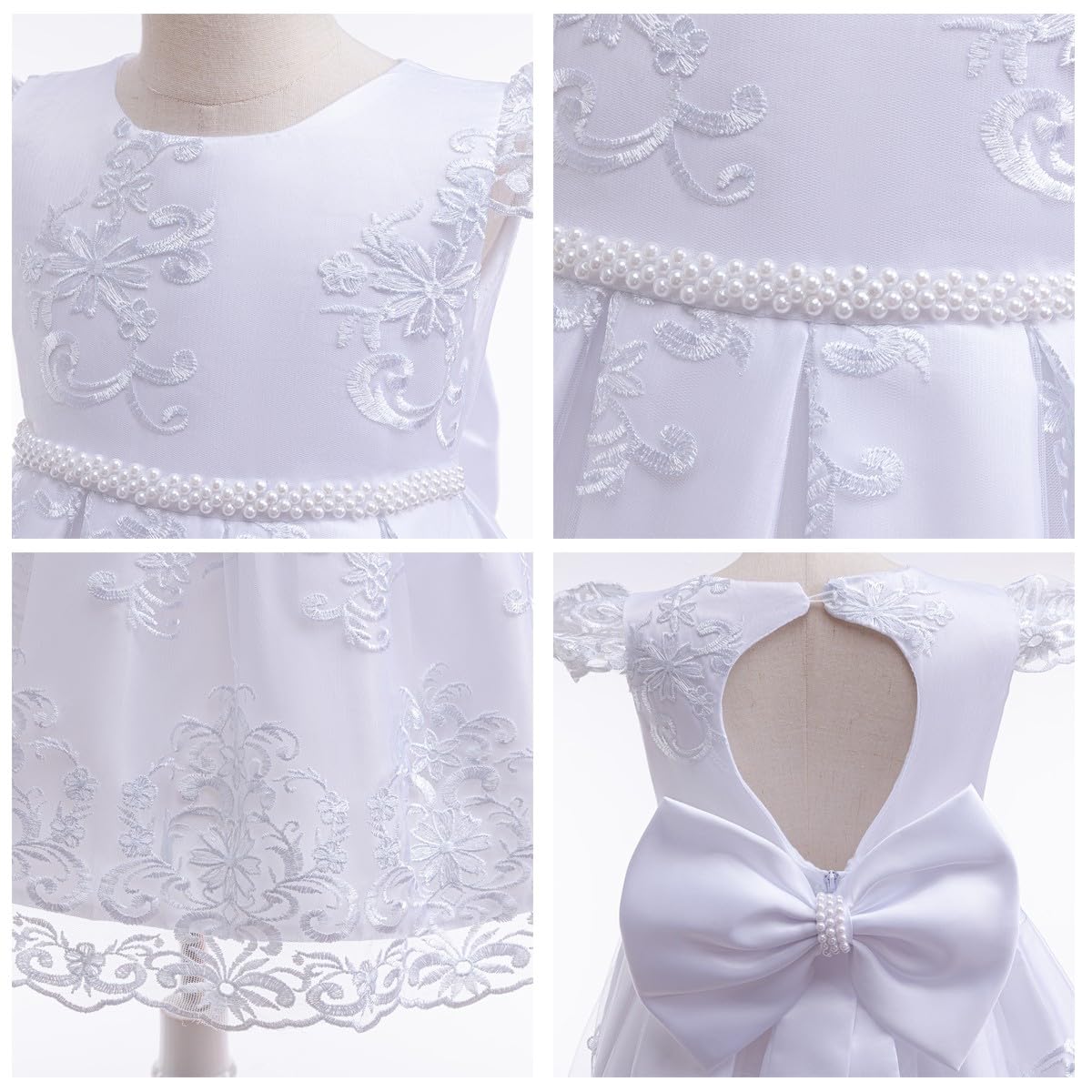 Baby Girls Christening Tutu Gown - Princess Bowknot Baptism Party Dress with Headwear for Wedding, Birthday & Special Occasions | Perfect for Church Ceremonies, Photo Shoots & Celebrations