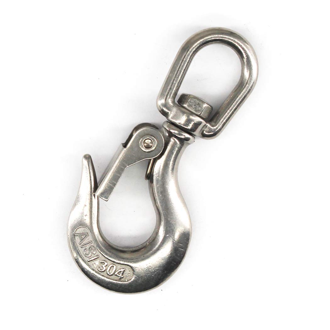304 Stainless Steel Swivel Eye Lifting Hook - 350KG Load Capacity for Rigging & Construction