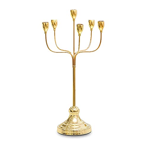 YUXI8541NO Modern 6-Headed Iron Candle Holder - Gold Candlestick for Romantic Dinners, Bedroom & Living Room Decor - Elegant Table Centerpiece for Weddings, Parties & Home Decoration