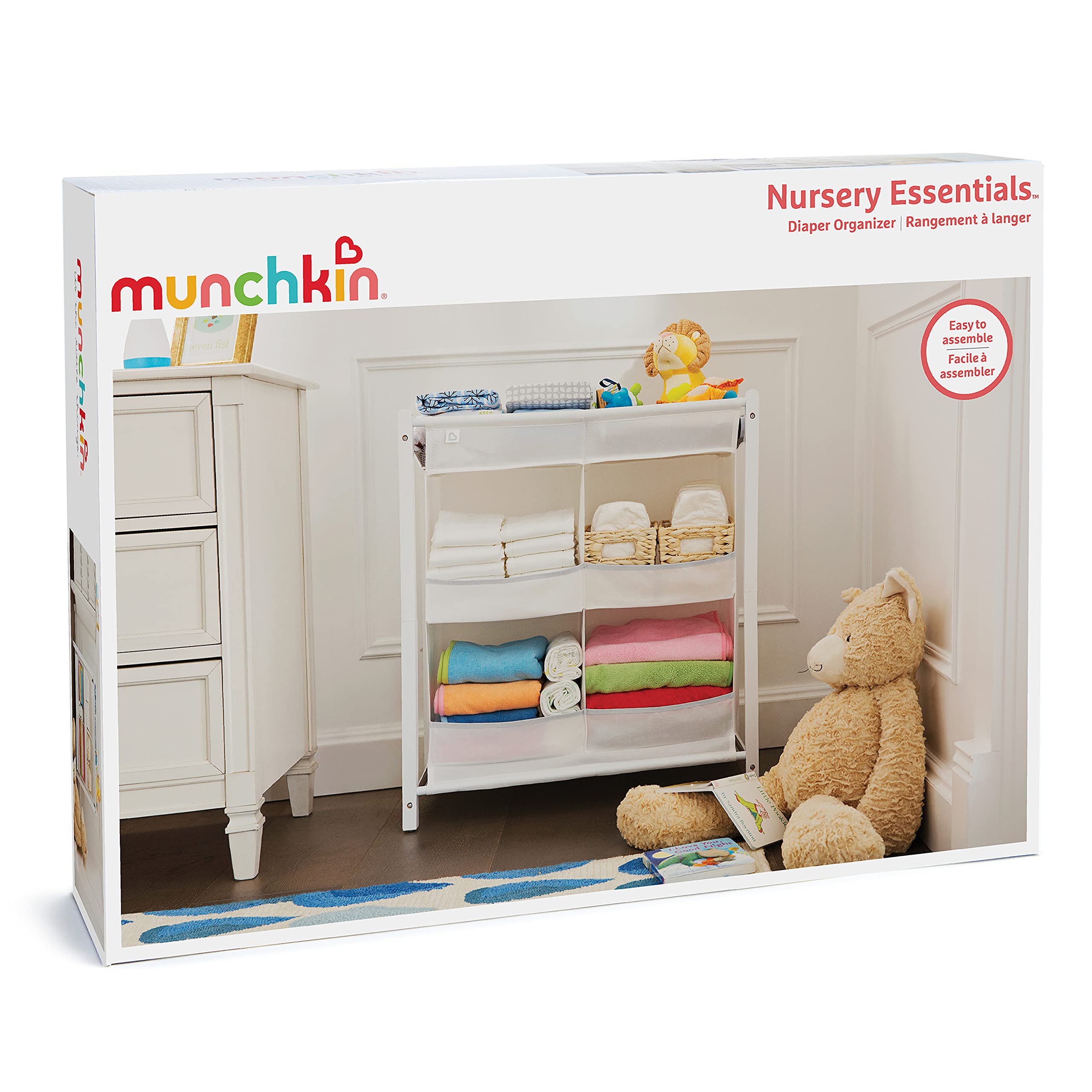 Munchkin® Nursery Essentials™ Diaper Organizer - Baby Diaper Storage & Organization for Nursery, Changing Table, and Closet - Perfect for Newborns & Toddlers
