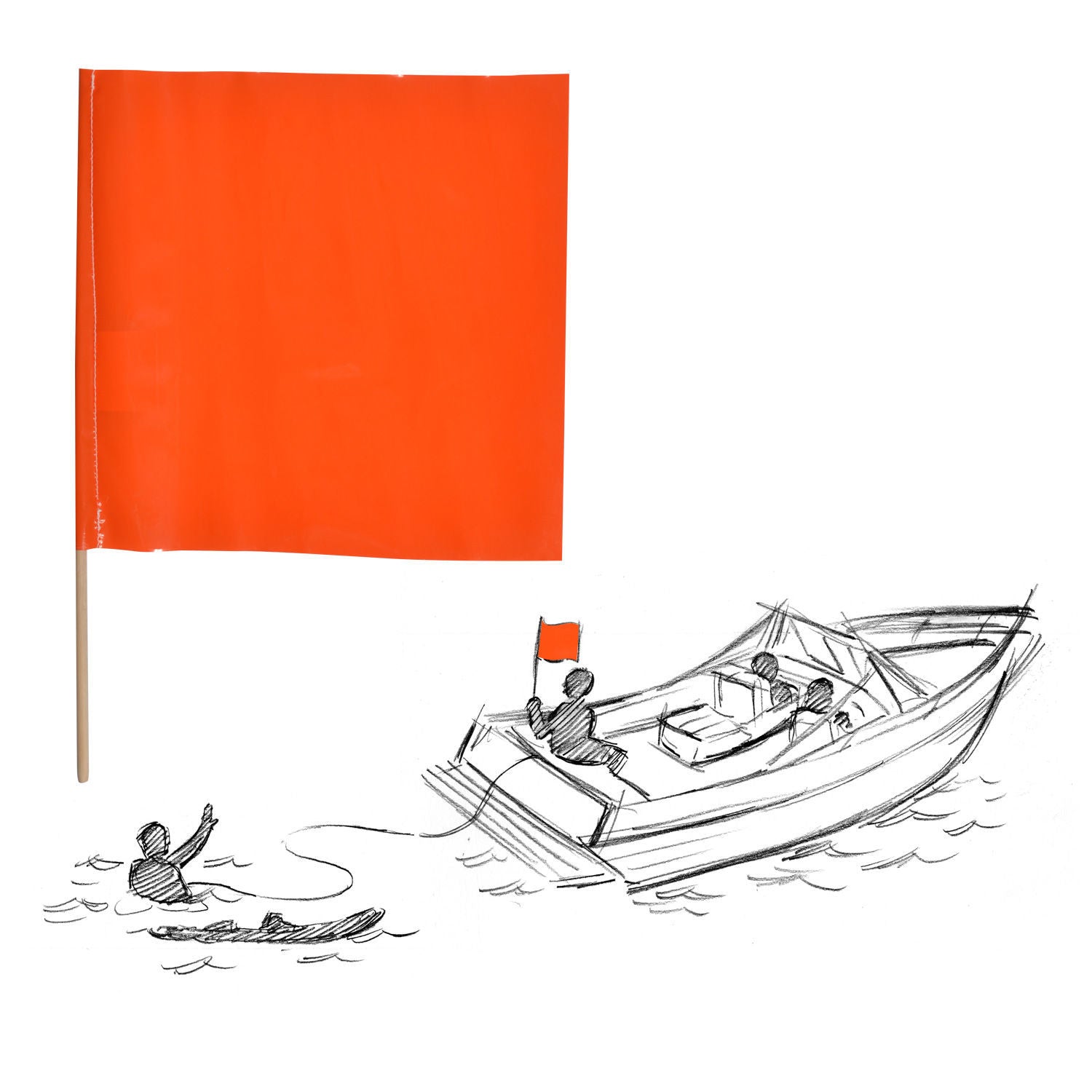 Waterski Flag - High Visibility Safety Flag for Boating & Water Sports - Perfect for Skiing, Wakeboarding & Tubing