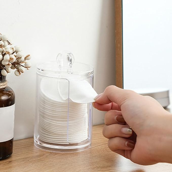 Vroxy Clear Acrylic Cosmetic Cotton Storage Box - Makeup Remover Cotton Pad Dispenser Holder for Bathroom, Vanity & Dressing Table | Organize Beauty Essentials & Skincare Products (1 Piece) - Perfect for Daily Makeup Routine & Spa Nights