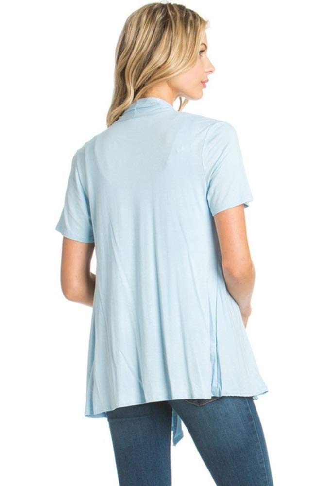 Simpli Soft Casual Drape Cardigan - Short Sleeve Open Front Lightweight Cover Up - Made in USA - Perfect for Office, Travel & Lounge Wear