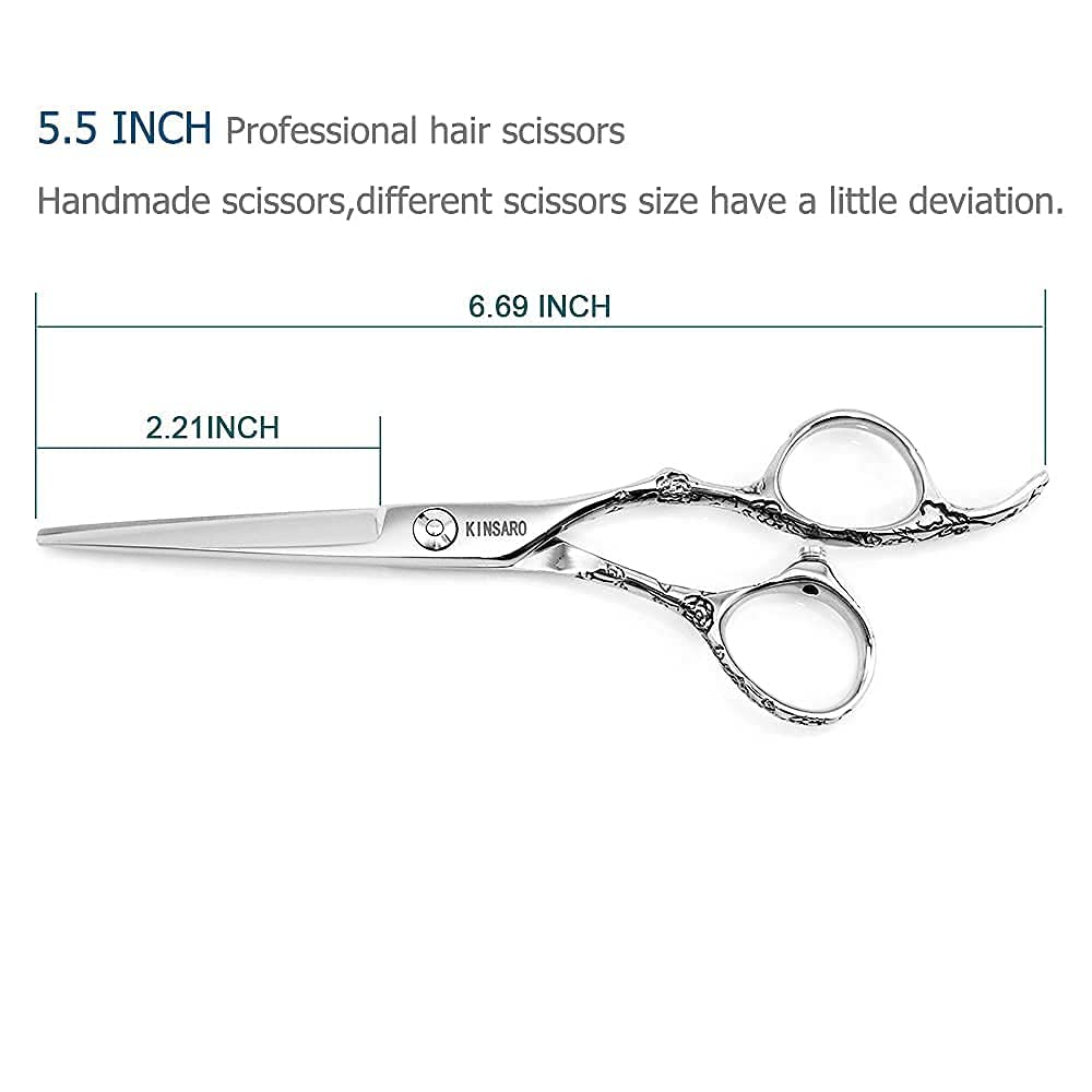 Professional 5.5 Inch Hair Cutting Scissors Set with 5.75 Inch Thinning Shears - 440C Stainless Steel Barber Shears by KINSARO for Salon, Home Haircuts & Styling