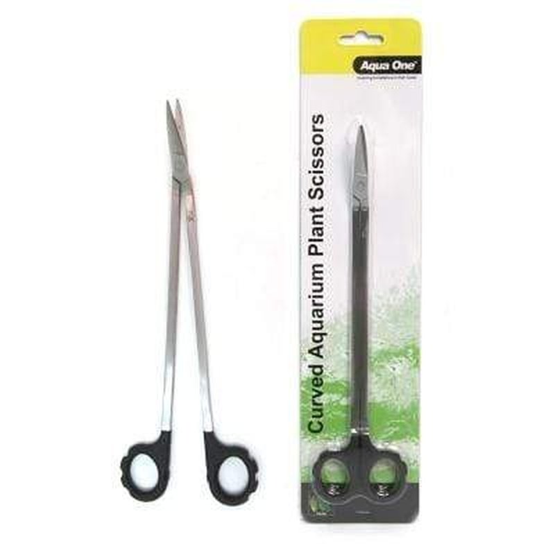 Aqua One Easy Reach Curved Aquarium Plant Scissors 25cm - Perfect for Trimming Aquatic Plants in Fish Tanks & Aquascaping