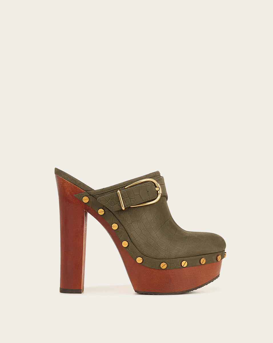 Alek Leather Platform Clog - Comfortable Khaki Sandals for Women | Perfect for Summer, Beach, and Casual Outfits