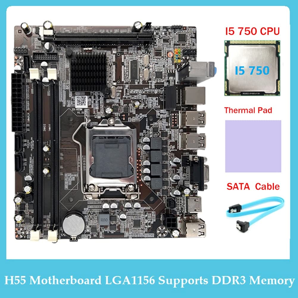 XIDIT H55 LGA1156 Motherboard - DDR3 RAM Support for Intel i3 530 & i5 760/750 CPUs - Includes SATA Cable & Thermal Pad - Perfect for PC Building, Gaming Rigs & Home Office Computers
