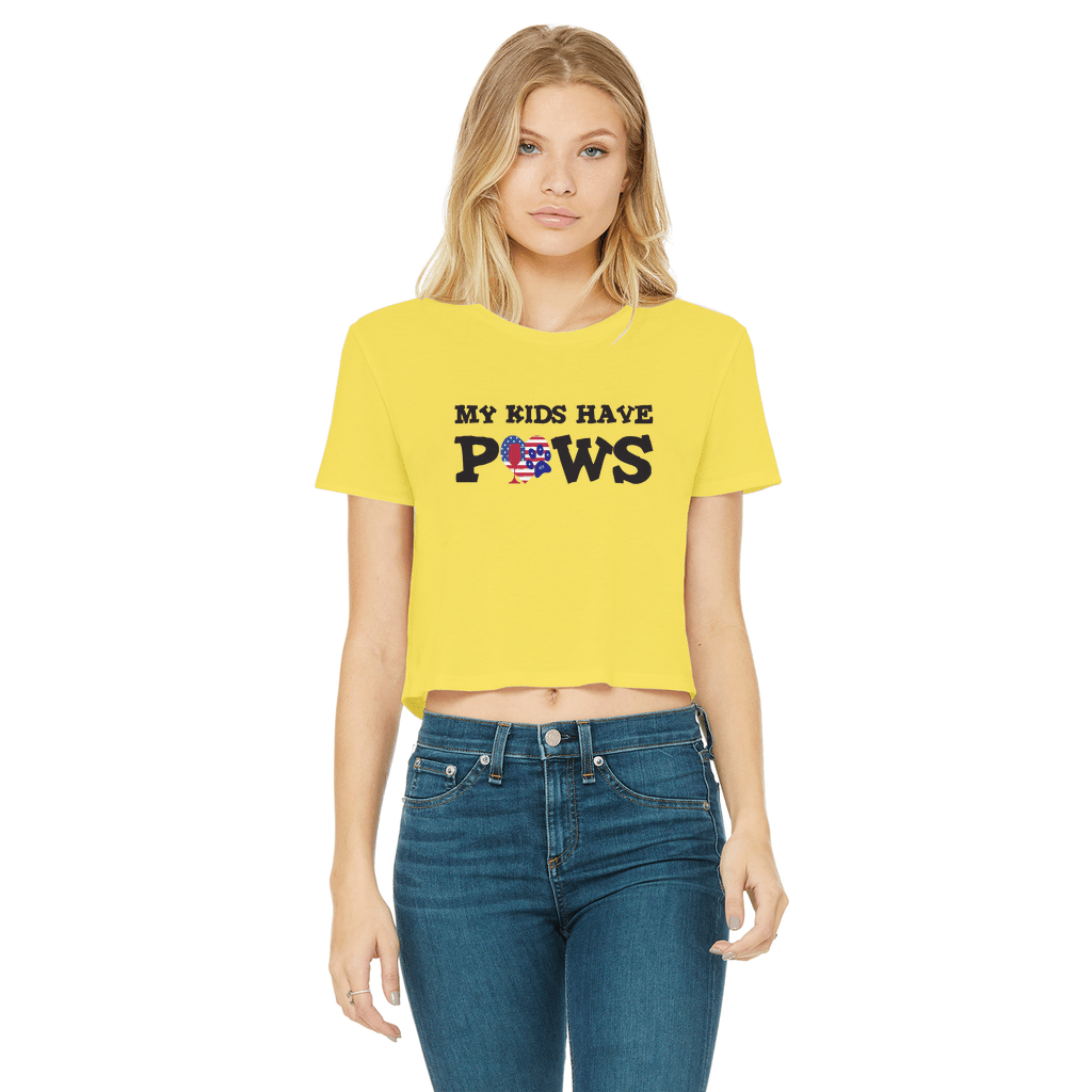 My Kids Have Paws Classic Women's Cropped Raw Edge T-Shirt | Funny Dog Mom Tee | Casual Wear & Pet Lover Gift