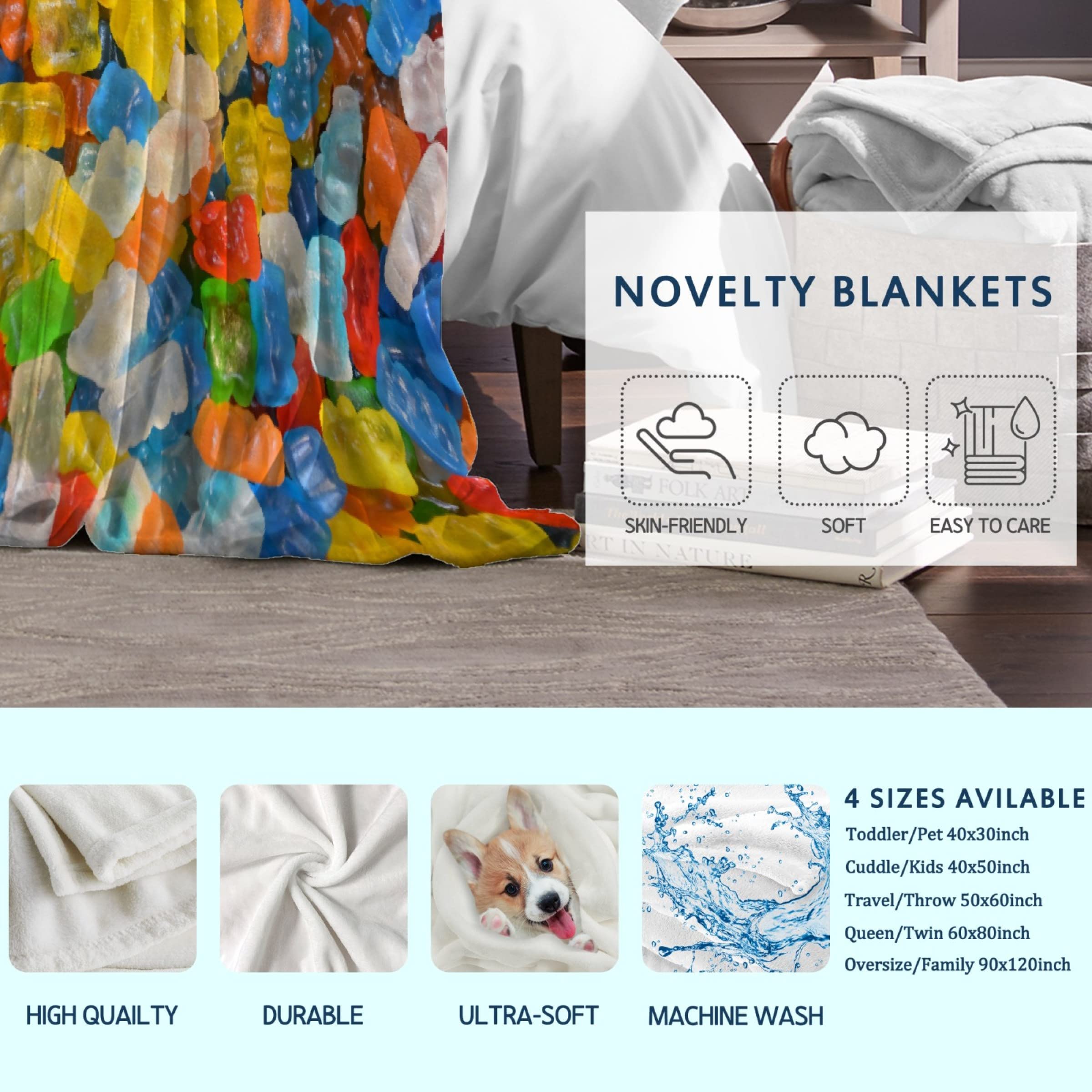 Ultra Soft Plush Flannel Gumdrops Candy Throw Blanket - 90