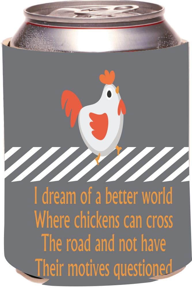 Funny Chicken Cross The Road Can Hugger - Insulated Beverage Cooler For Beer & Soda - Perfect For BBQs, Parties & Outdoor Adventures