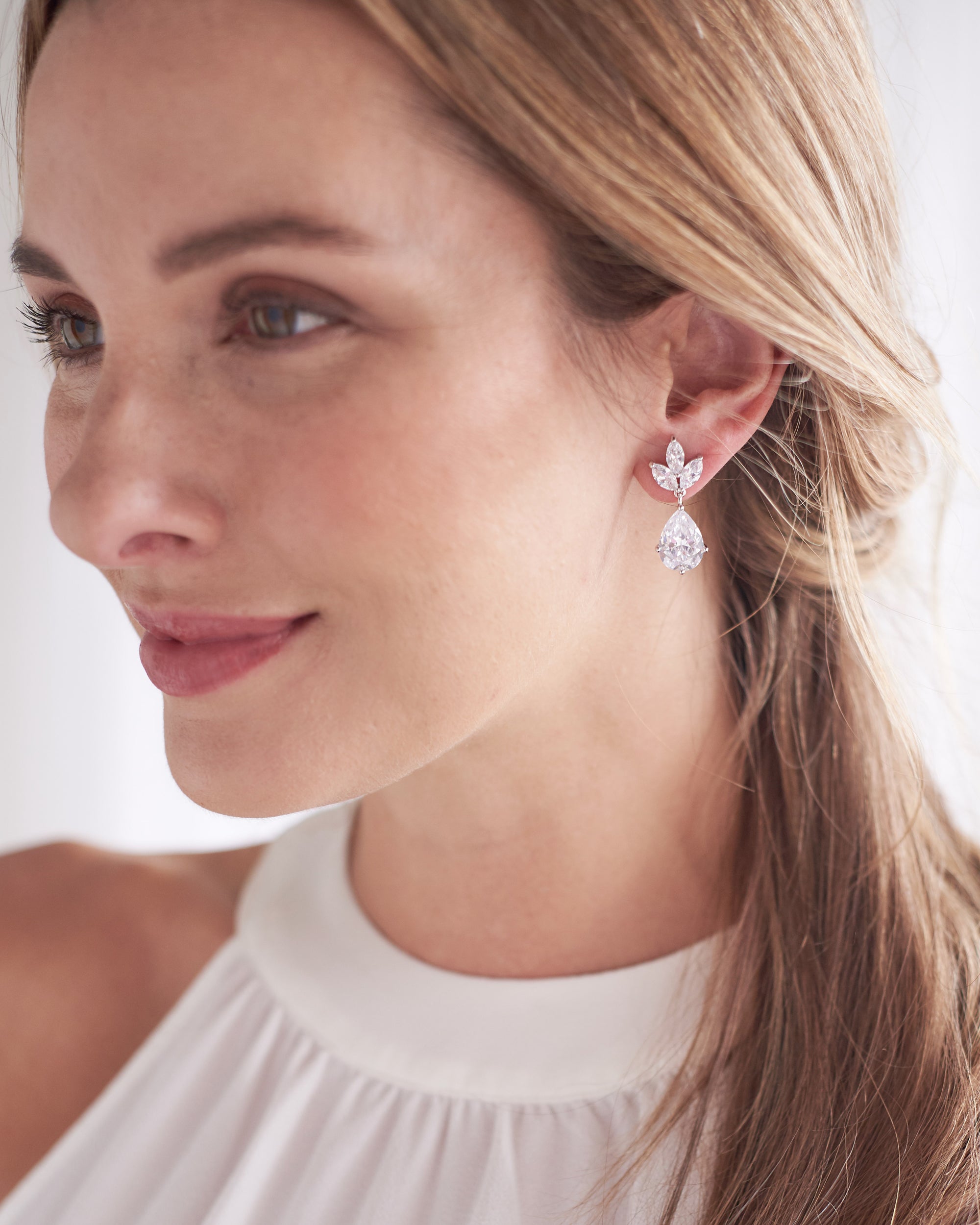 Fleurette Cubic Zirconia Stud Earrings for Women - Elegant CZ Jewelry Gift for Wedding, Party & Everyday Wear