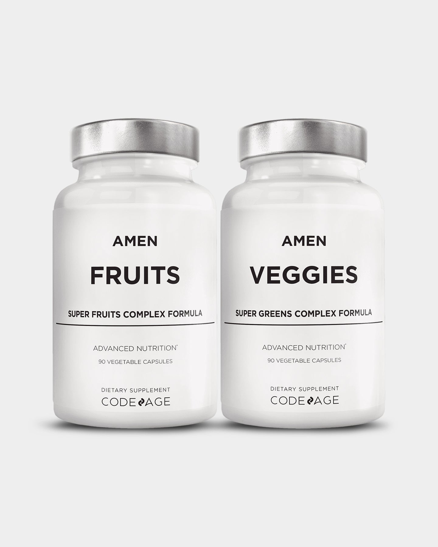 Codeage Amen Fruits + Veggies Multivitamin Bundle - Organic Whole Food Multivitamin for Men & Women - Daily Immune Support & Energy Boost - Perfect for Active Lifestyles & Wellness Routines