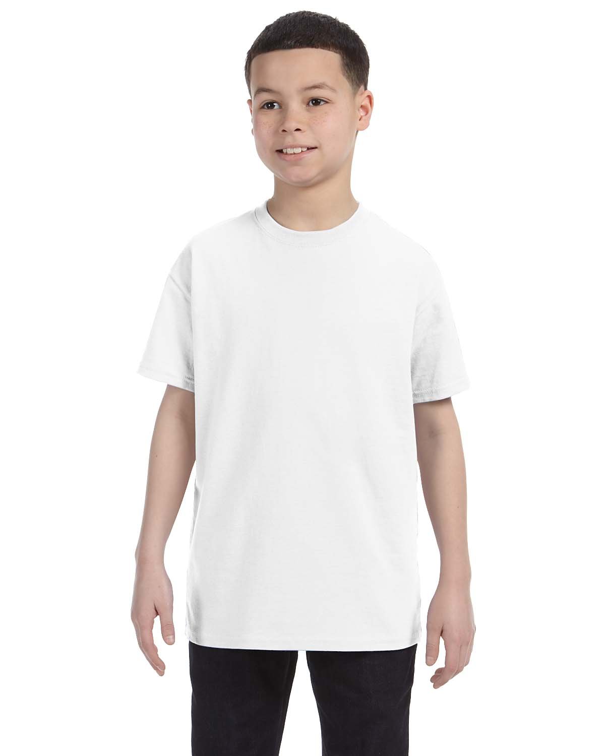 Gildan Boys Heavy Cotton T-Shirt (G500B) - White - Large | Soft & Durable Kids T-Shirt for School, Play & Everyday Wear