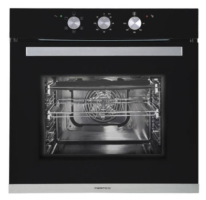 Parmco 60cm 80L 5-Function Built-In Oven with Fan Forced Cooking - Black (Model OV16B5) | Perfect for Home Kitchens, Baking & Roasting