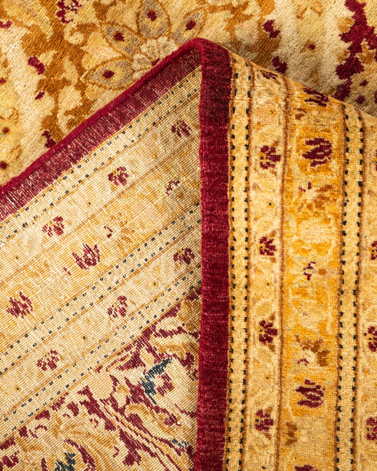 Handmade Wool Oriental Mogul Red 6x9 Area Rug - Traditional Hand-Knotted One-of-a-Kind Solo Rugs for Living Room, Bedroom & Home Decor