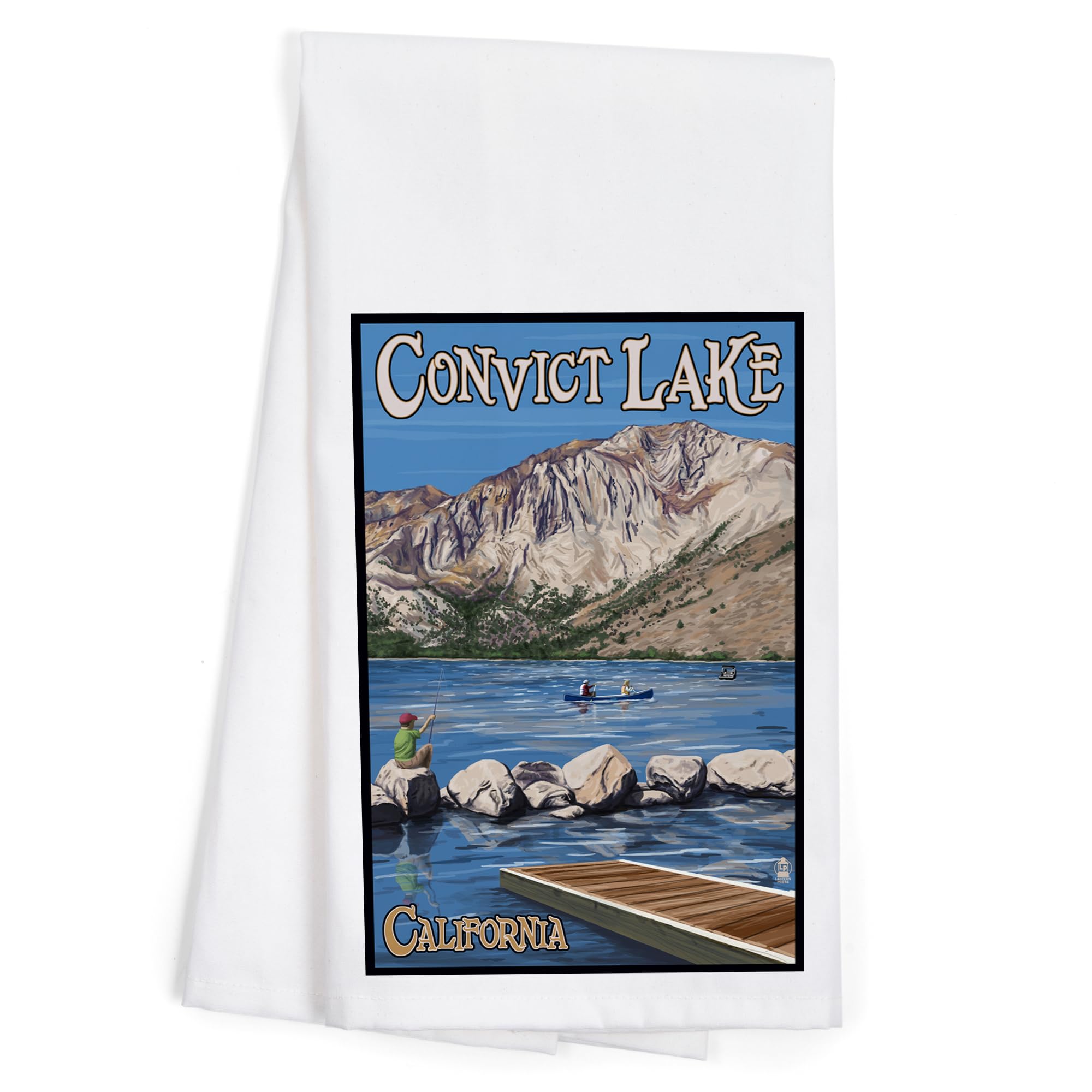 Lantern Press Convict Lake California Cotton Tea Towel - 100% Cotton Decorative Hand Towel for Kitchen & Home - Perfect for Drying Dishes, Gift Giving & Rustic Home Decor