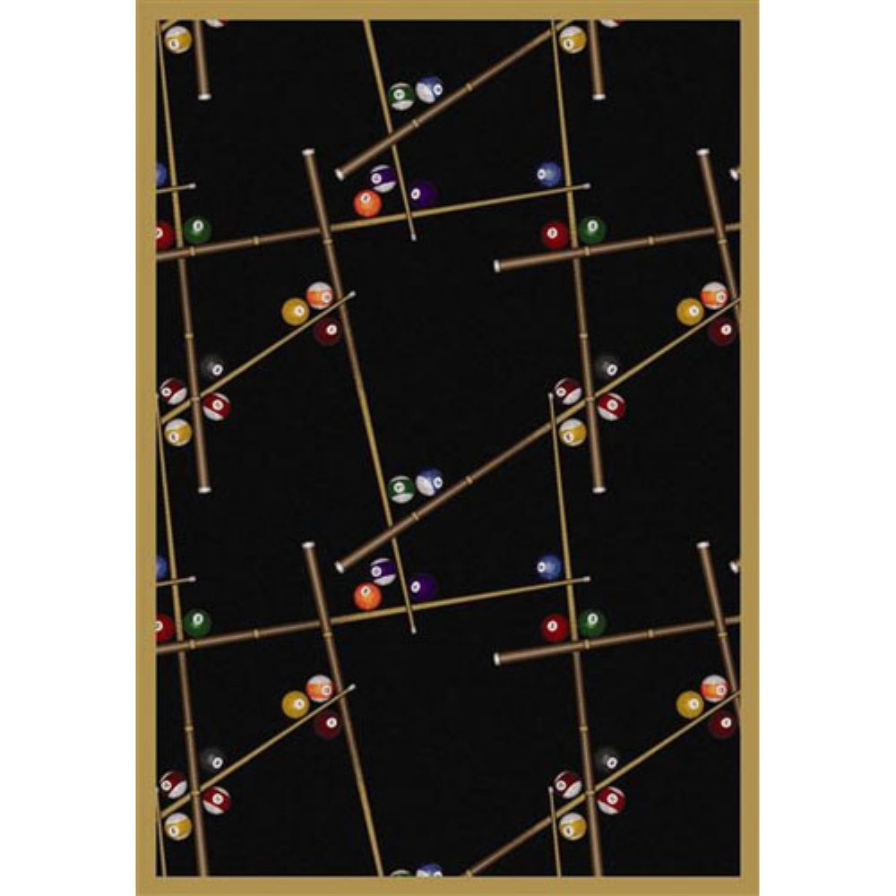 Joy Carpets Games People Play Snookered Gaming Area Rug - Black | Non-Slip Kids Playroom Rug for Game Nights & Family Fun